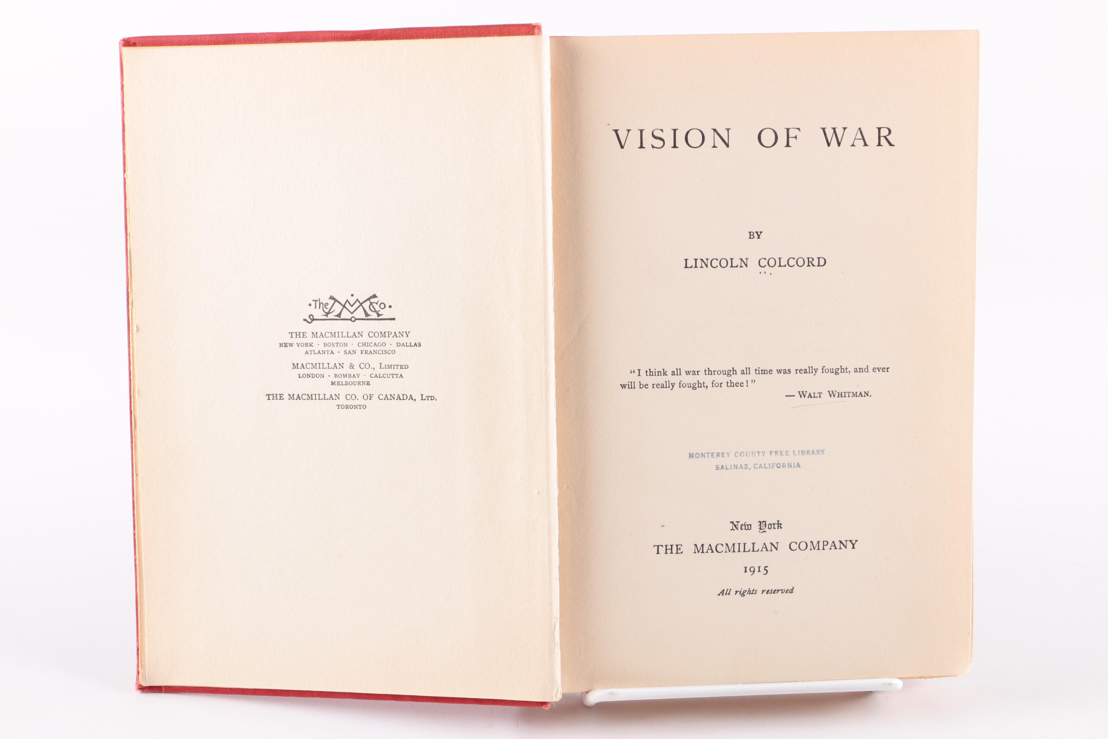First Editions of 1915 "Vision of War " and 1946 "The Fields"