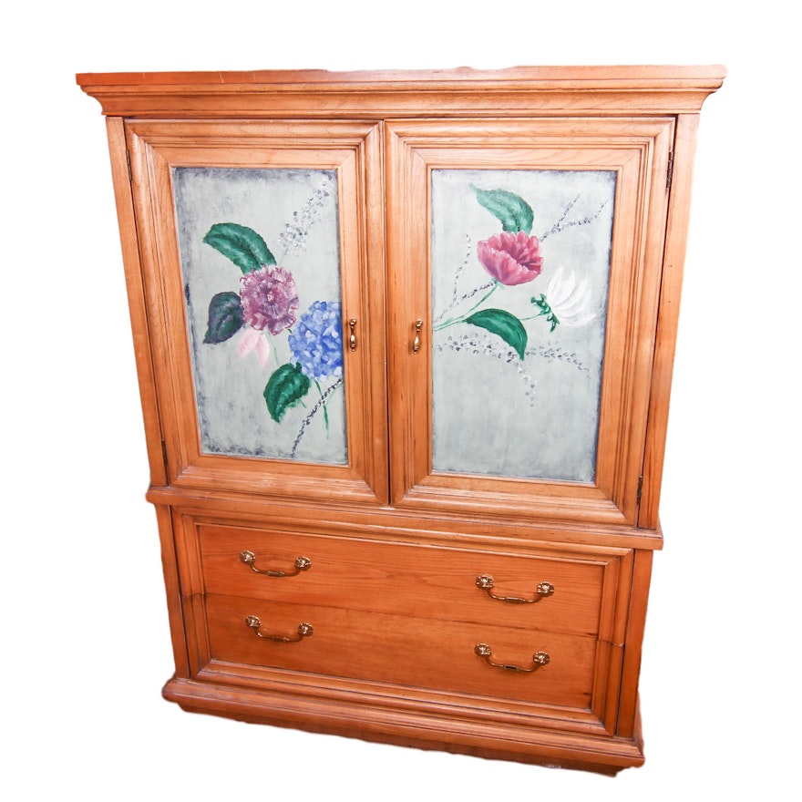 Natural Wood Cabinet with Painted Doors