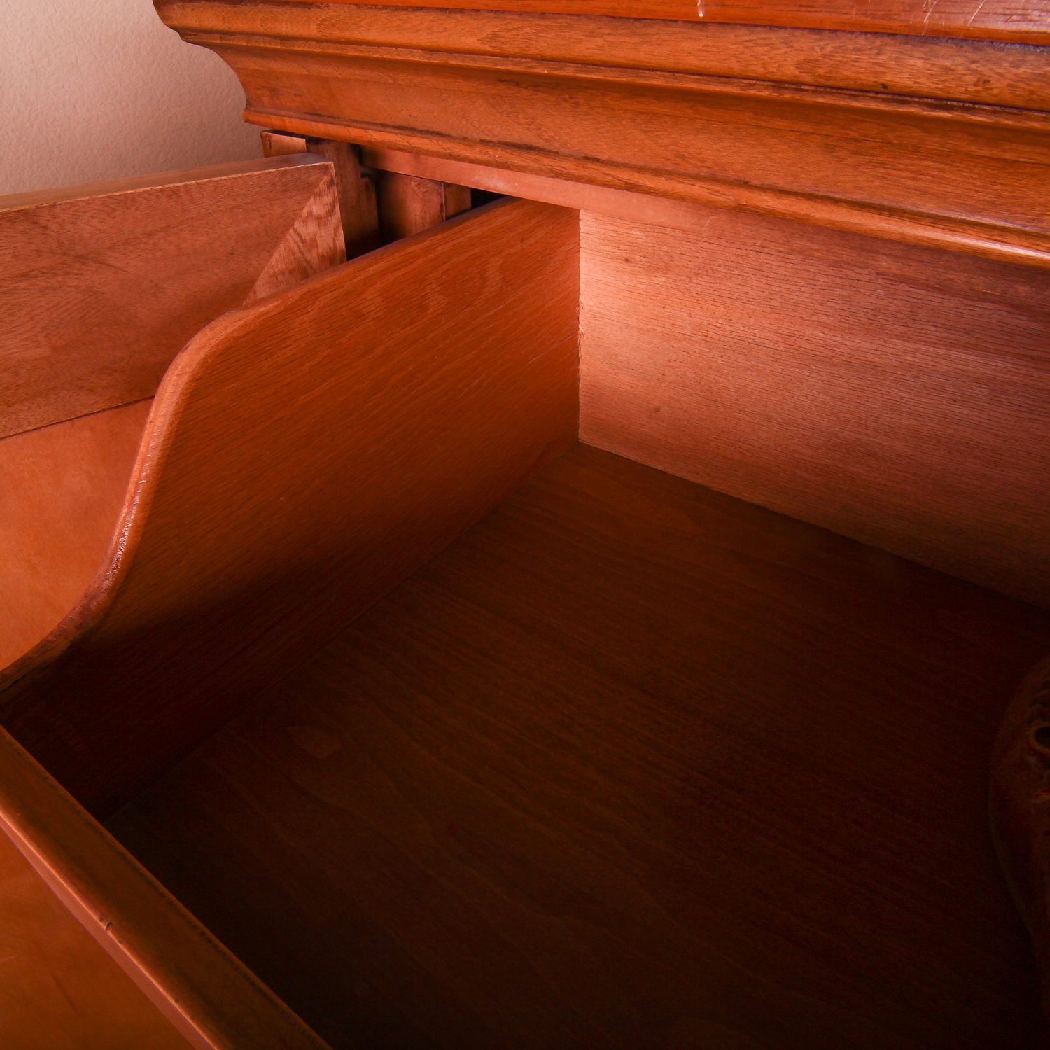 Natural Wood Cabinet with Painted Doors