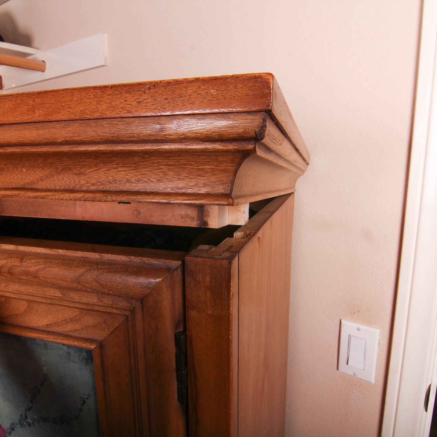 Natural Wood Cabinet with Painted Doors