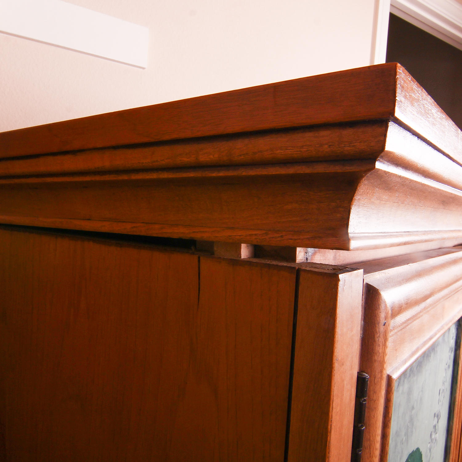 Natural Wood Cabinet with Painted Doors