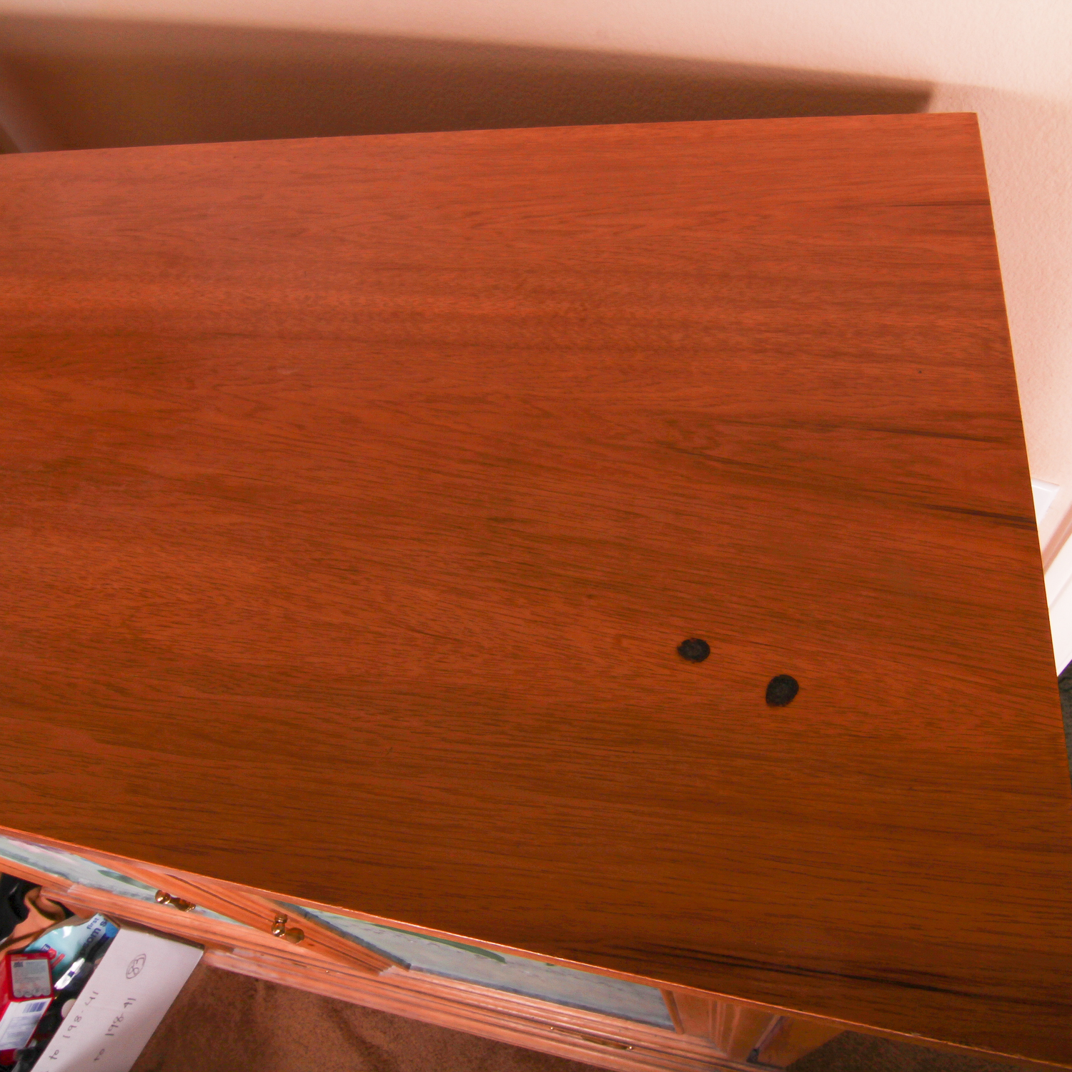 Natural Wood Cabinet with Painted Doors