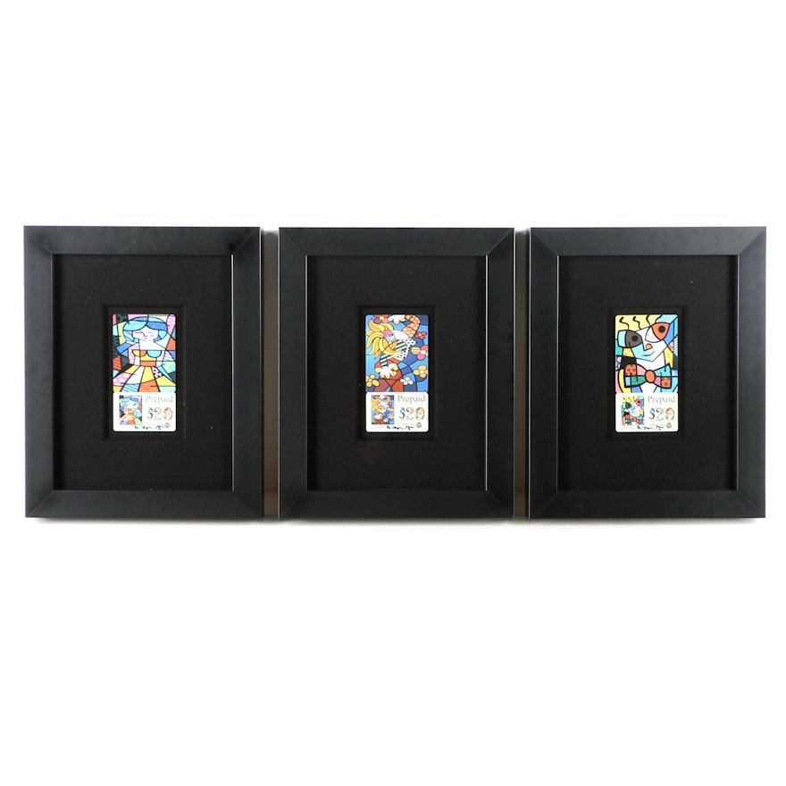 Signed, Framed Romero Britto Prepaid Phone Cards