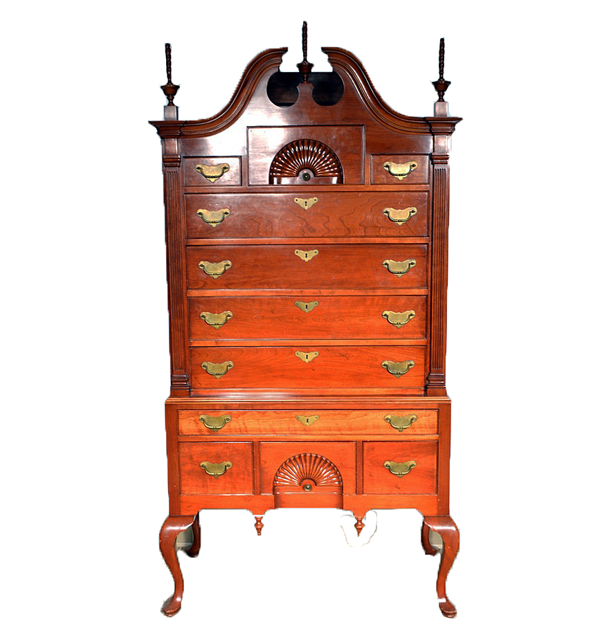 Queen Anne Style Bonnet-Top Highboy in the Massachusetts Taste
