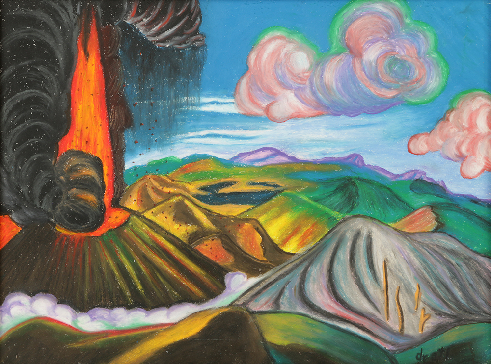 Encaustic Pigmentation on Paper in the Manner of Dr. Atl, Gerardo Murillo