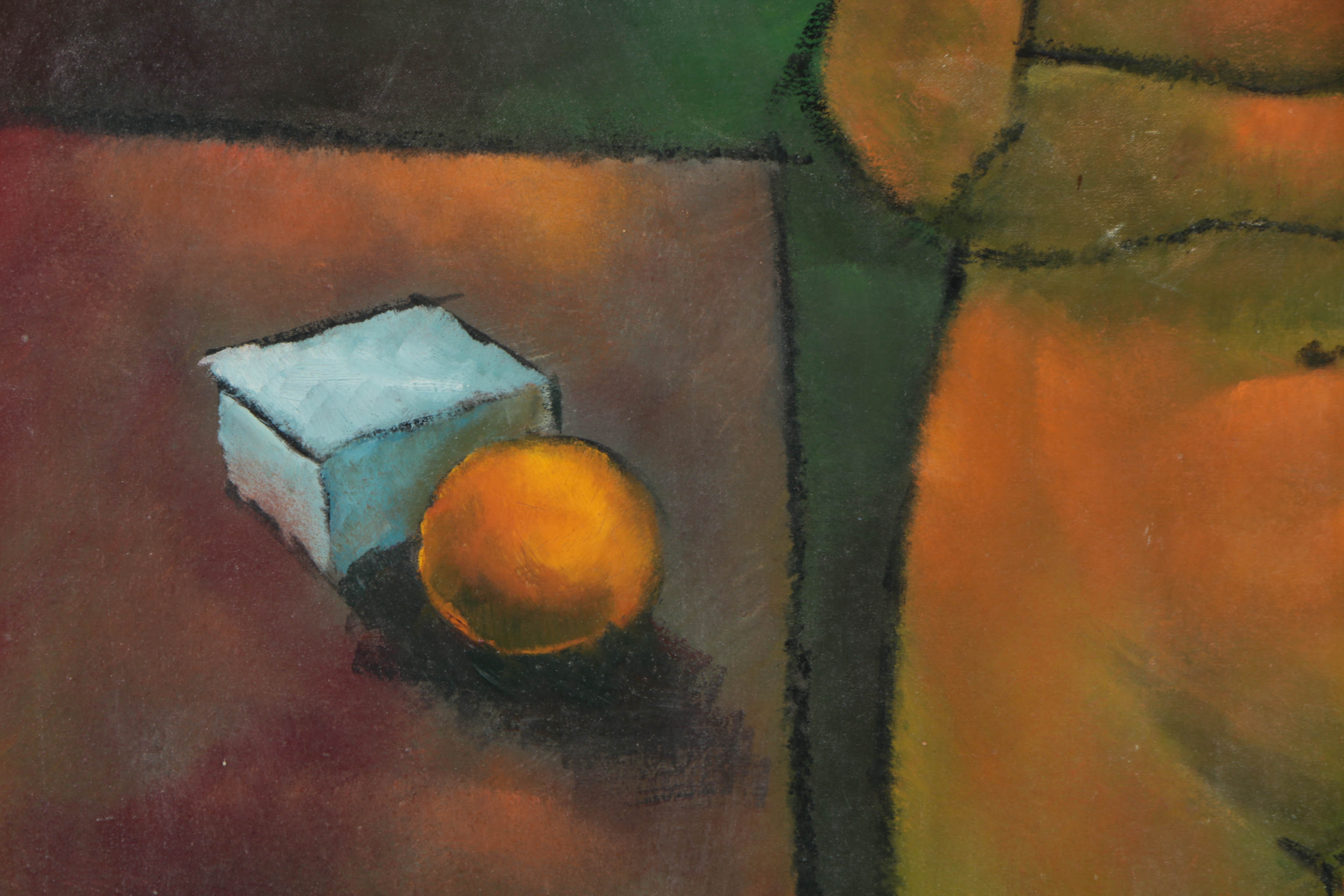 Modernist Style Oil Painting on Board of Nude Woman