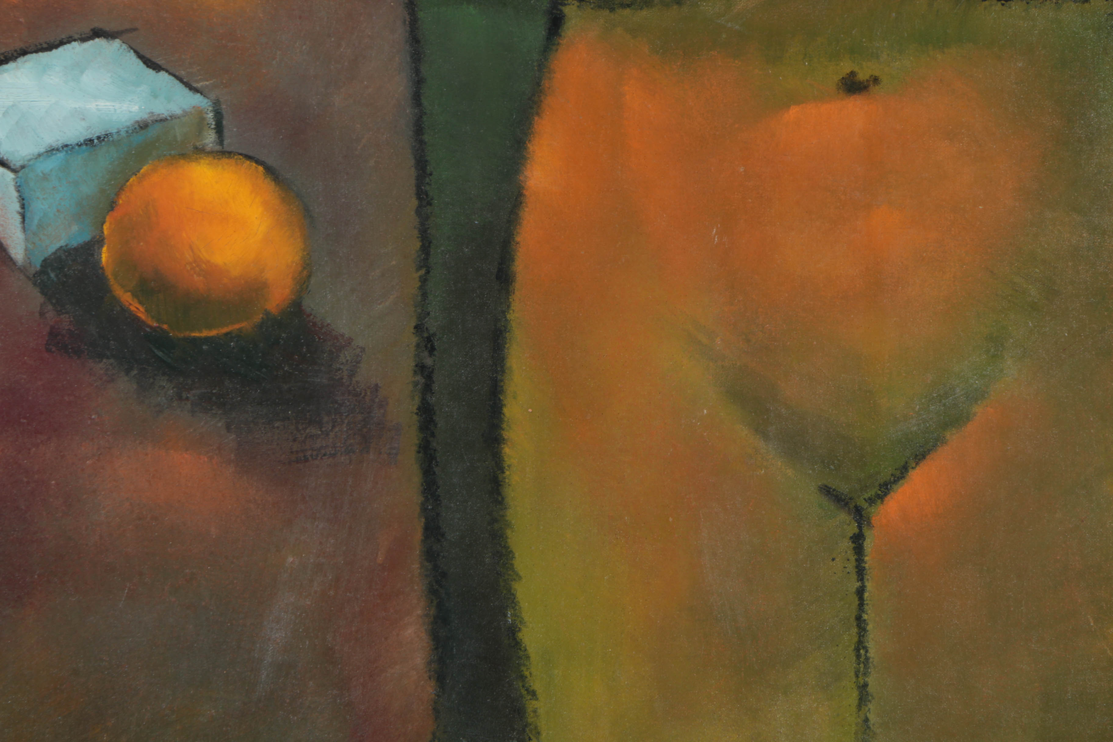 Modernist Style Oil Painting on Board of Nude Woman