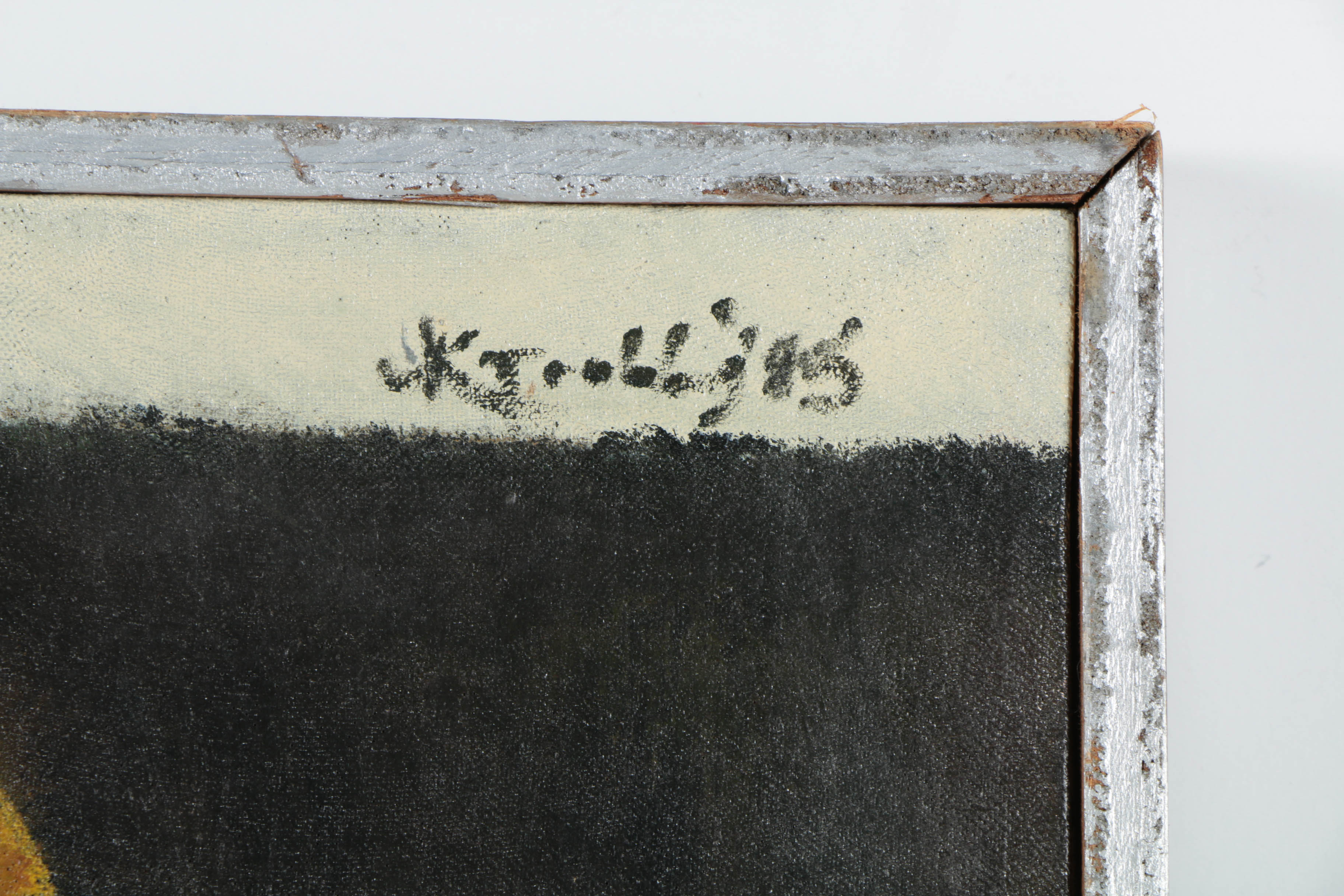 Modernist Style Oil Painting on Board of Nude Woman