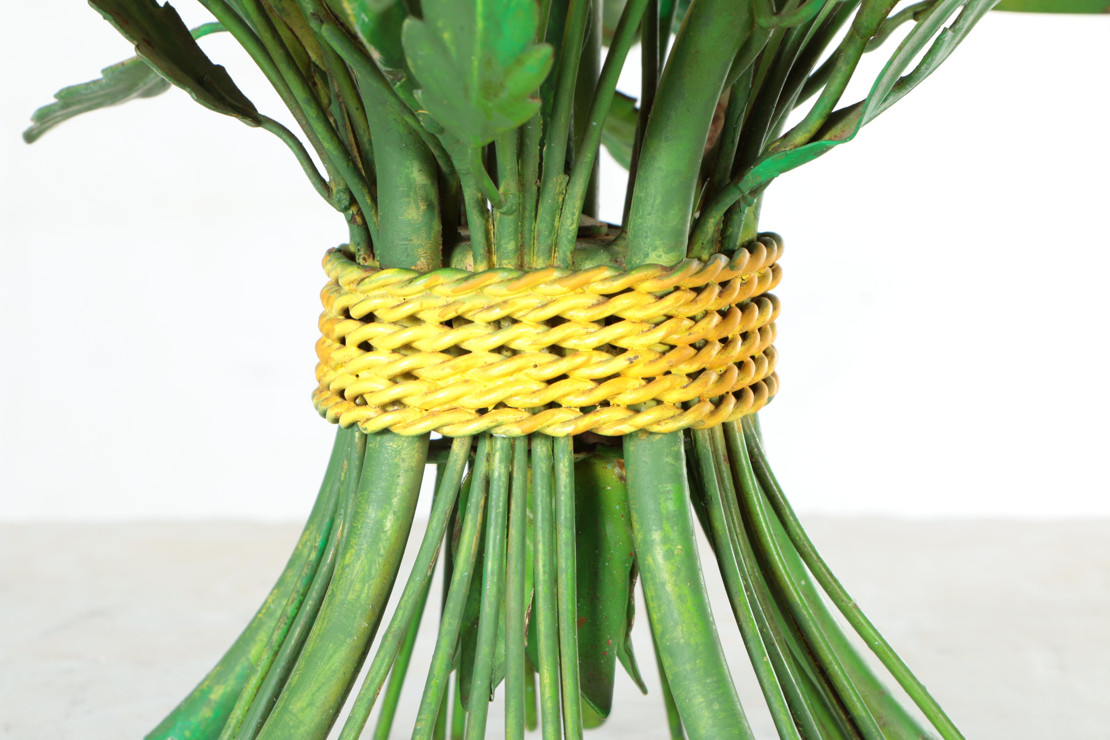 Italian Tole Painted Metal Floral Chandelier