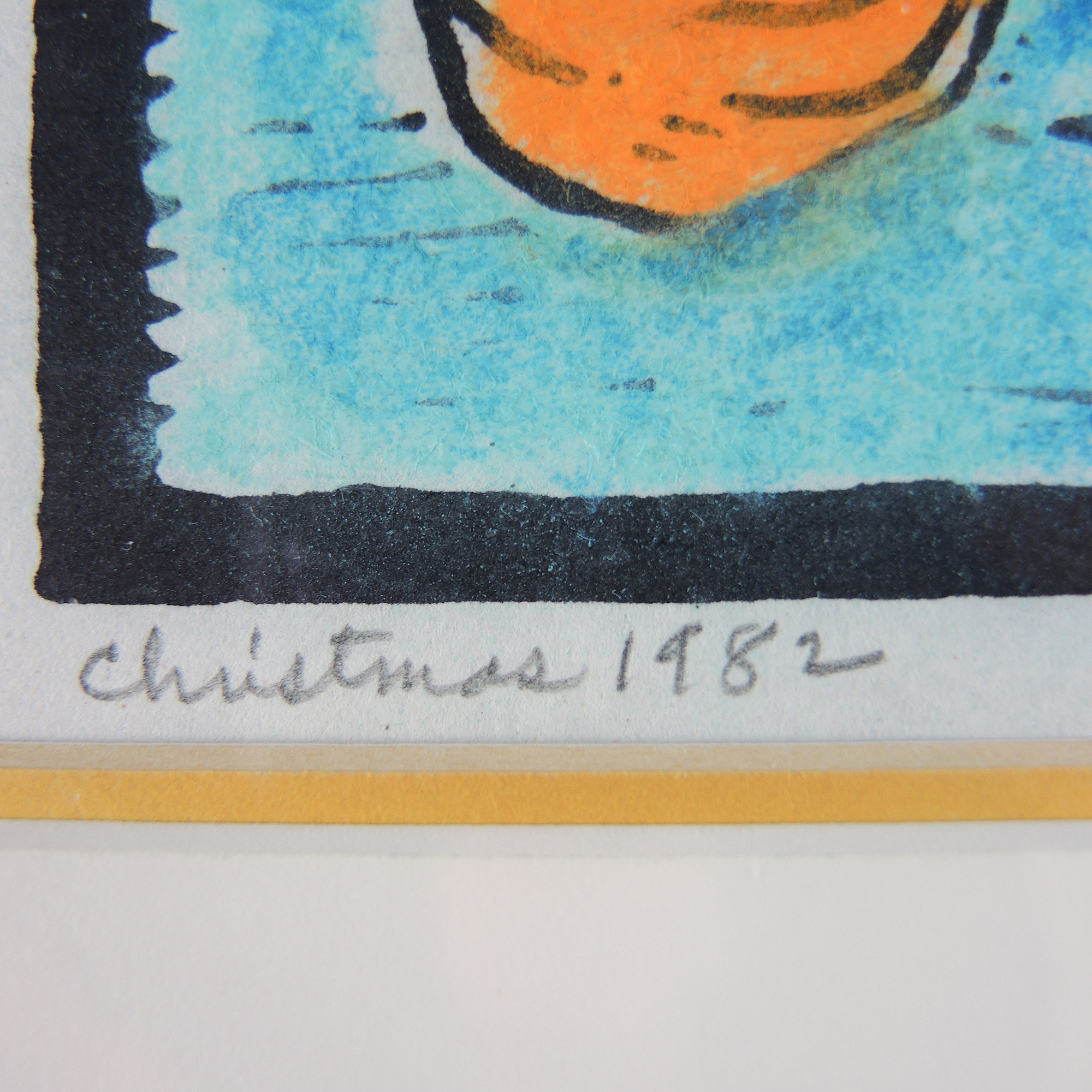 Edgar Louis Yaeger Hand Colored Woodblock Print of an Angel