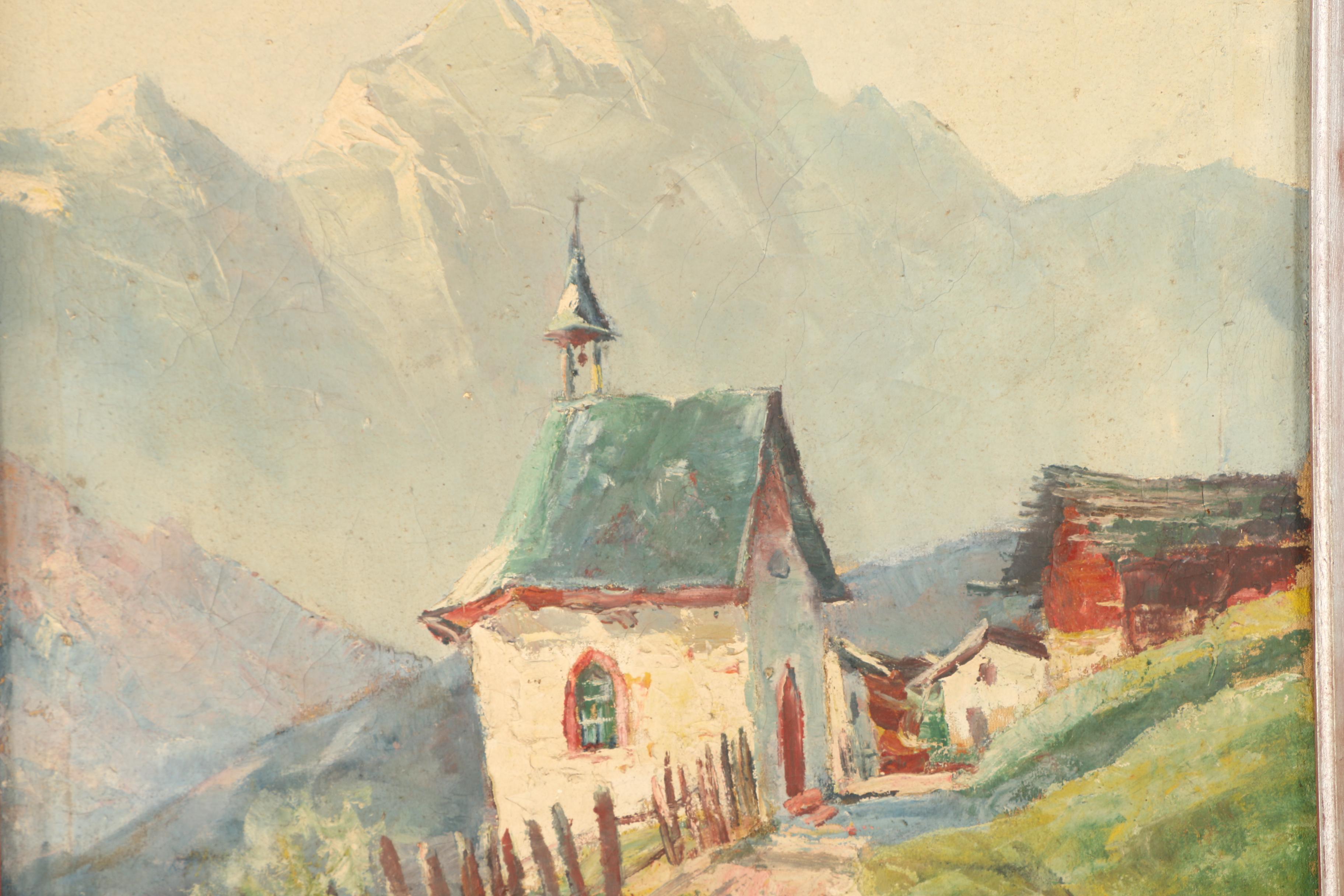 Holtmann Oil Painting of an Alpine Church