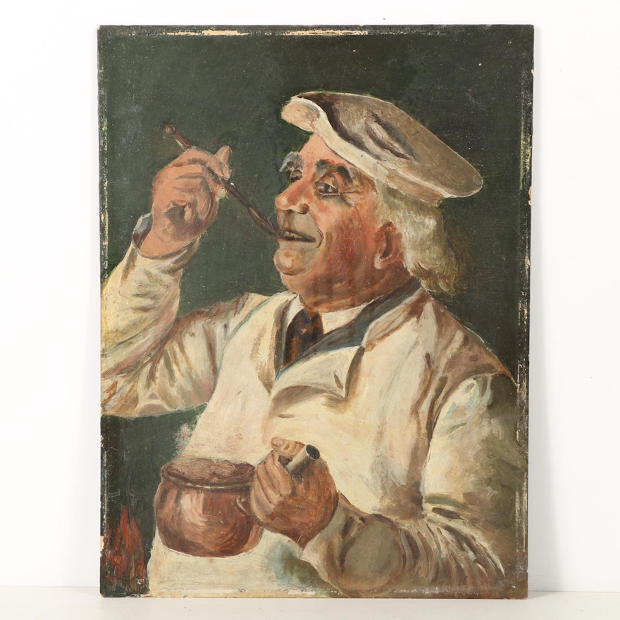 Oil Painting on Academy Board Portrait of French Chef