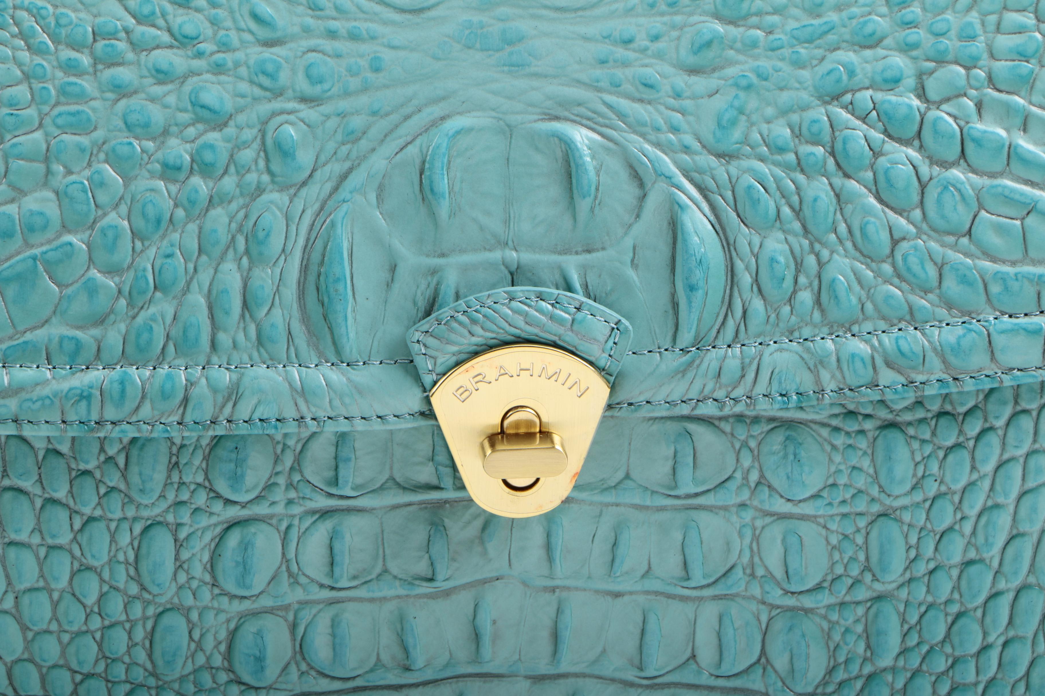 Brahmin Crocodile Embossed Top Handle Clutch and Wallet