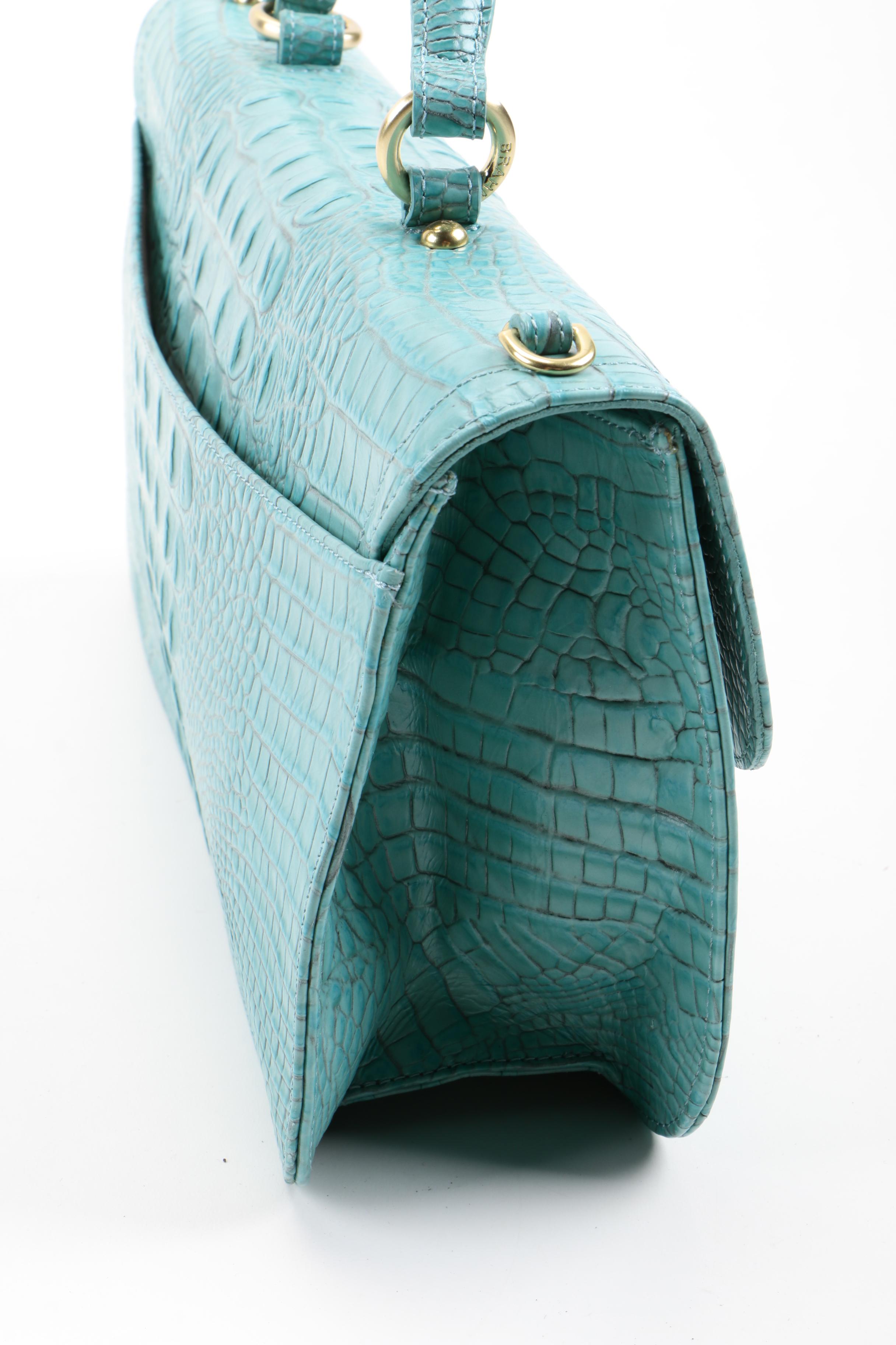 Brahmin Crocodile Embossed Top Handle Clutch and Wallet