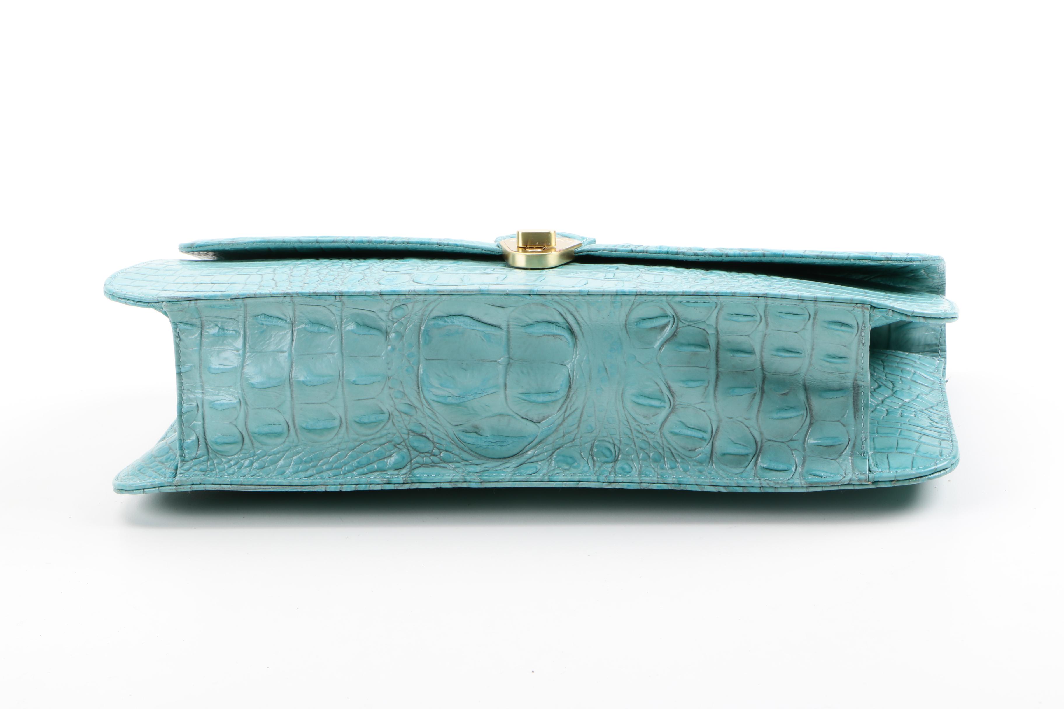 Brahmin Crocodile Embossed Top Handle Clutch and Wallet