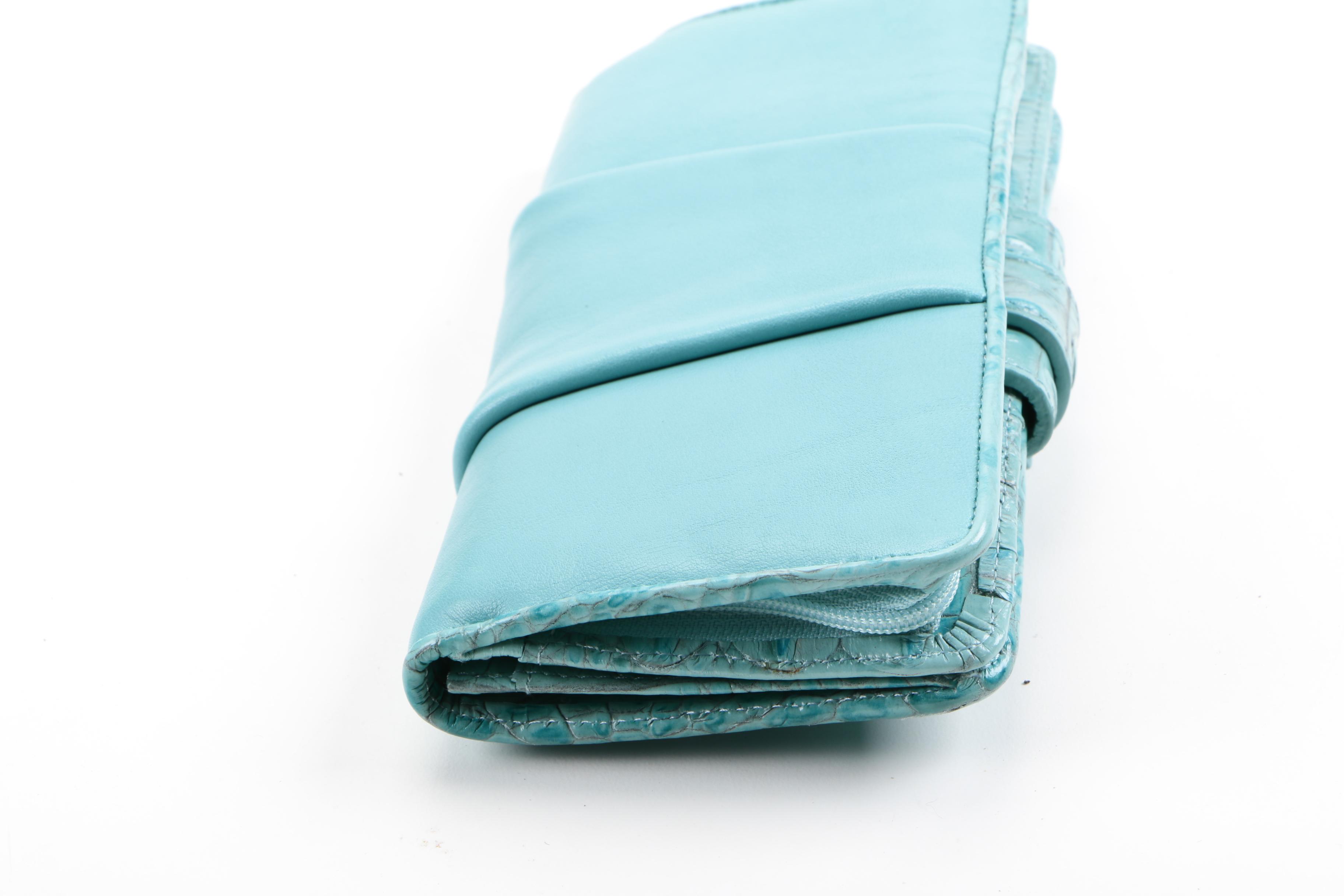 Brahmin Crocodile Embossed Top Handle Clutch and Wallet