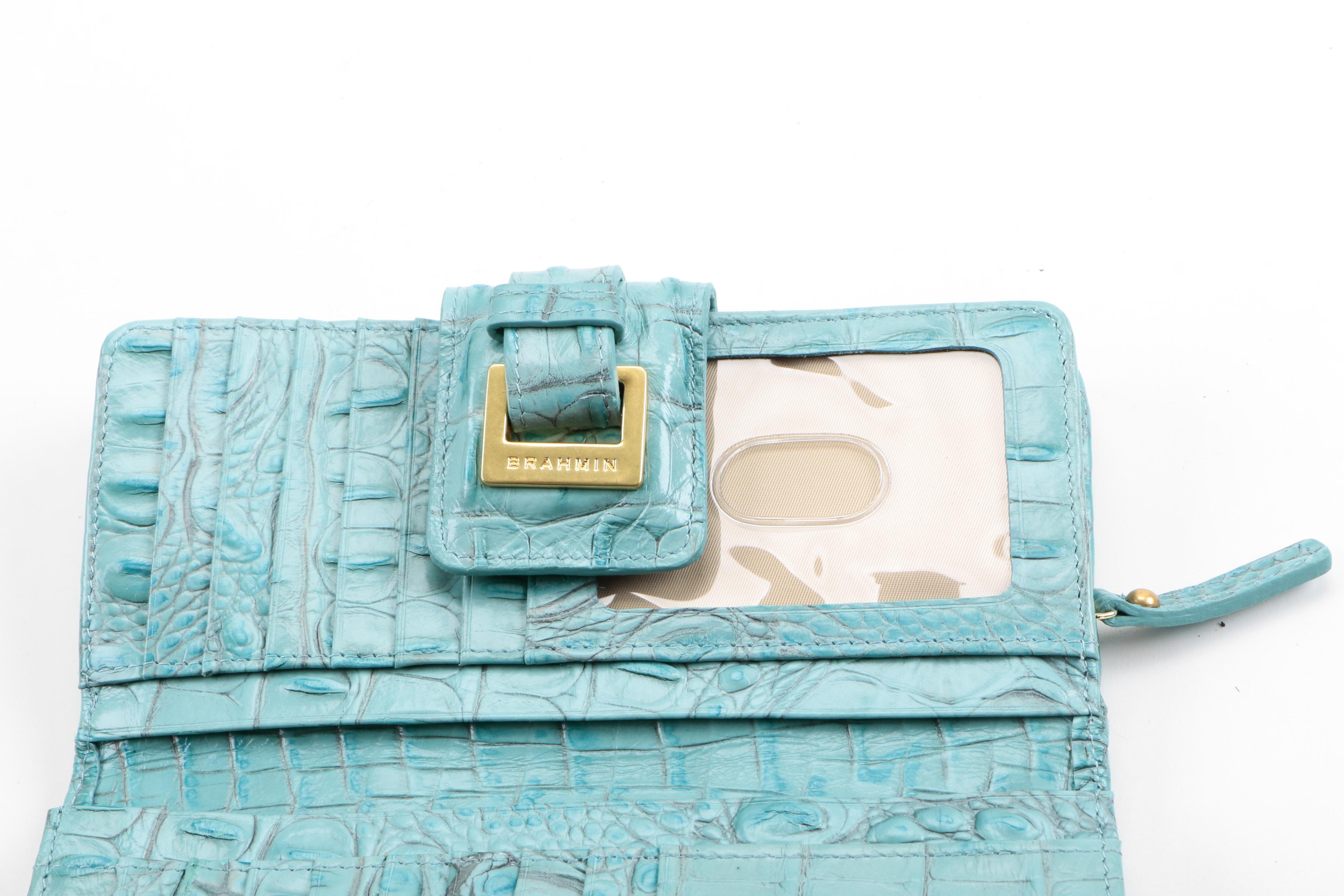 Brahmin Crocodile Embossed Top Handle Clutch and Wallet