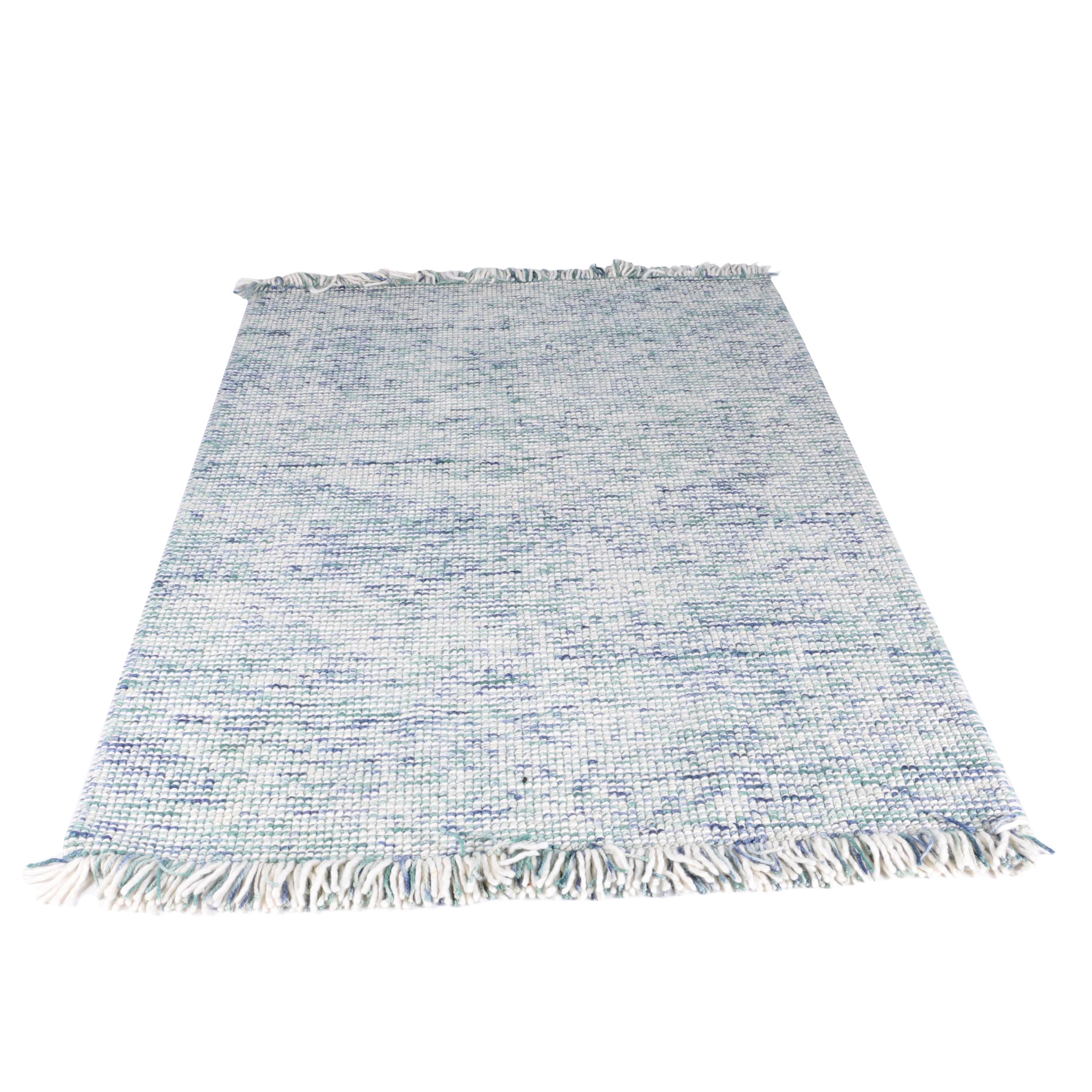 Handwoven Looped-Yarn Area Rug in Ocean Colors