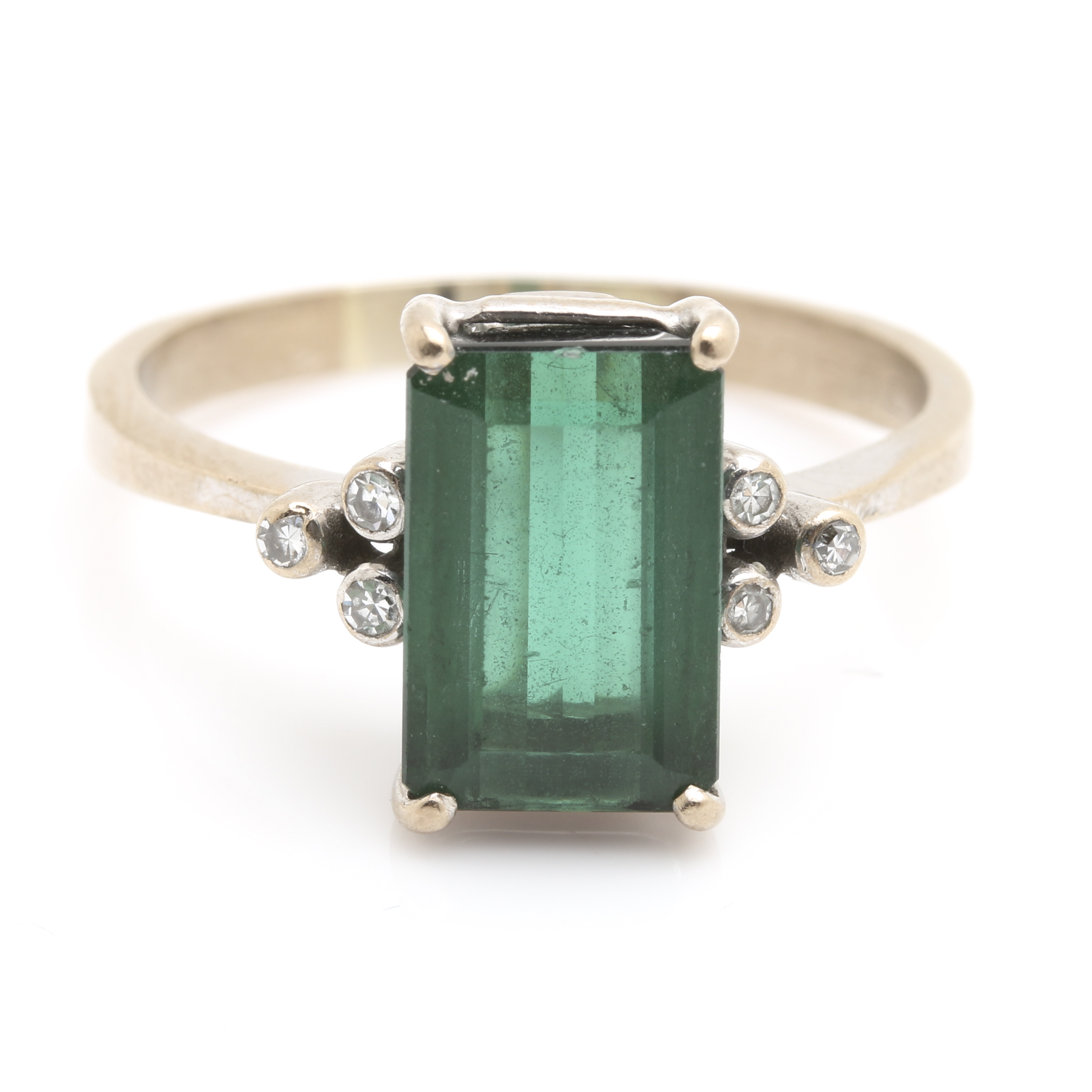 18K Two Tone Gold Diamond and Tourmaline Ring