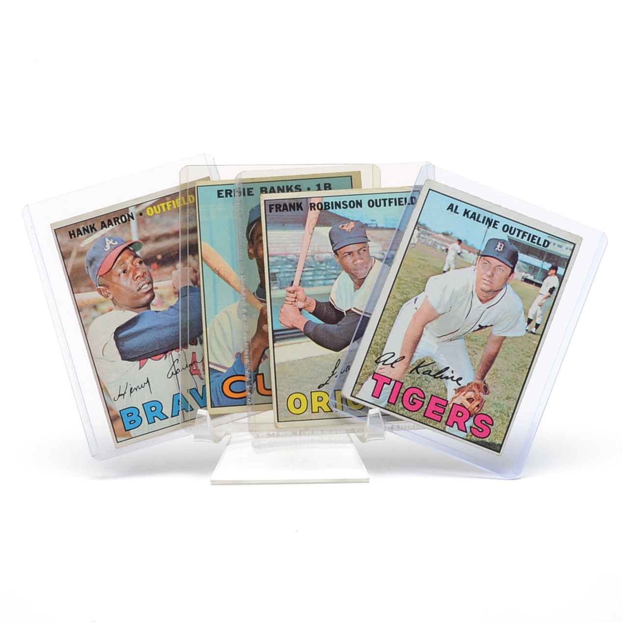1967 Aaron, Banks, Robinson, and Kaline Topps Baseball Cards