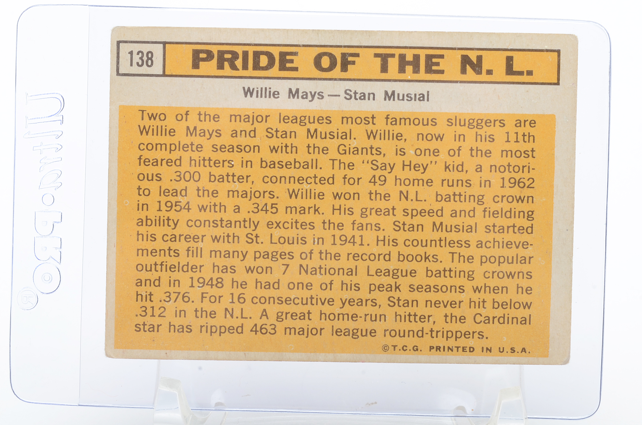 1963 Mays/Musial "Pride Of The N.L." Topps Baseball Card
