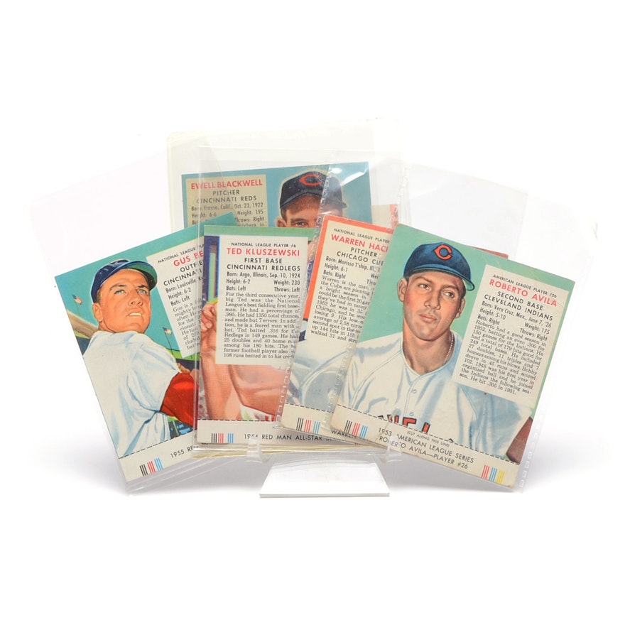 Five 1952-1955 "Red Man" Tobacco Baseball Cards With Tabs