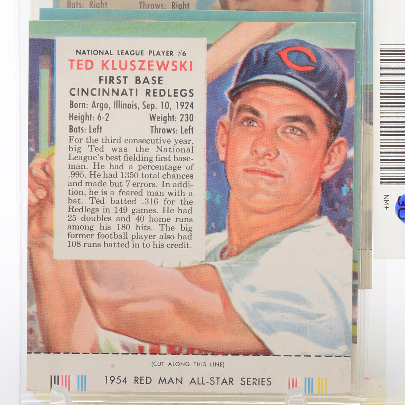 Five 1952-1955 "Red Man" Tobacco Baseball Cards With Tabs