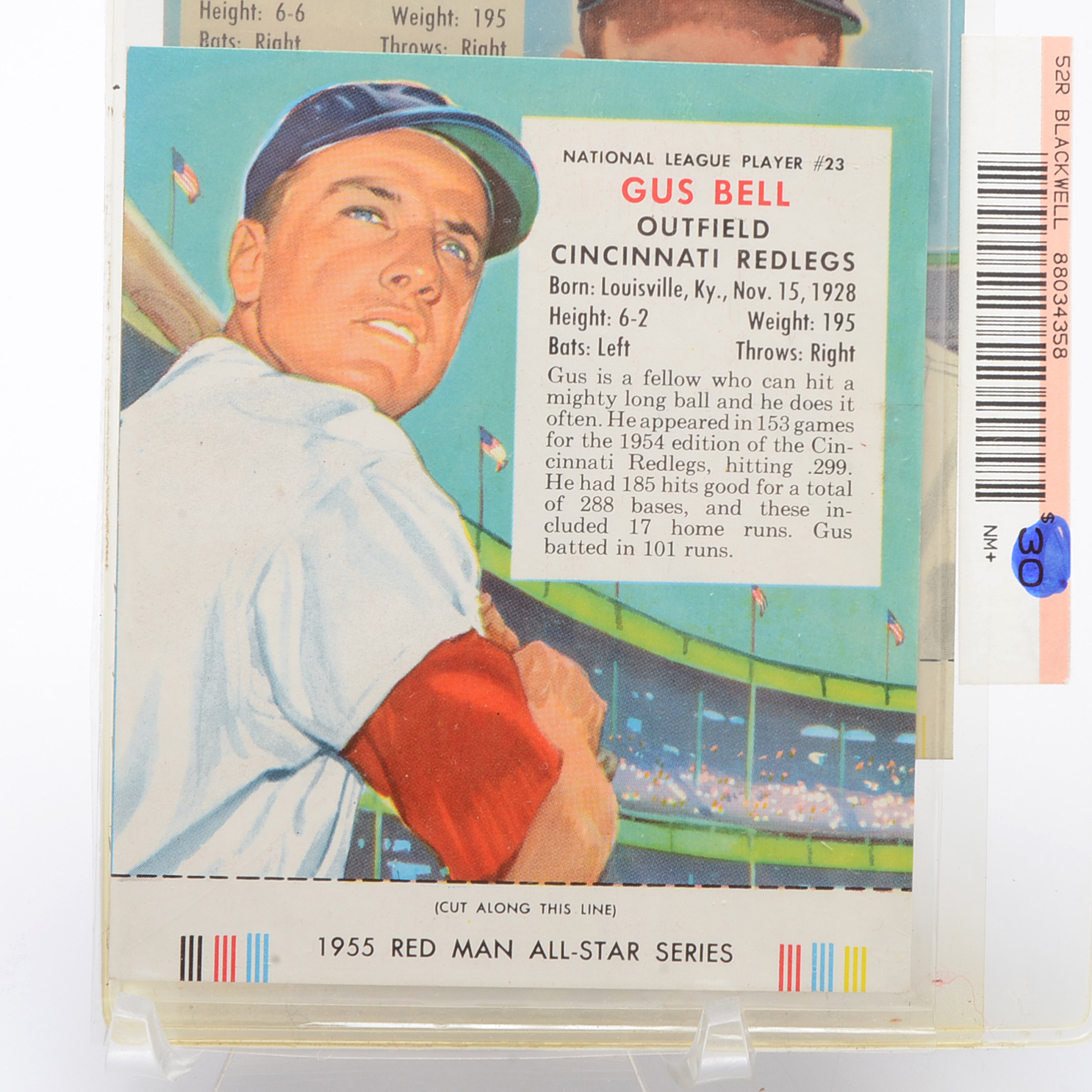 Five 1952-1955 "Red Man" Tobacco Baseball Cards With Tabs