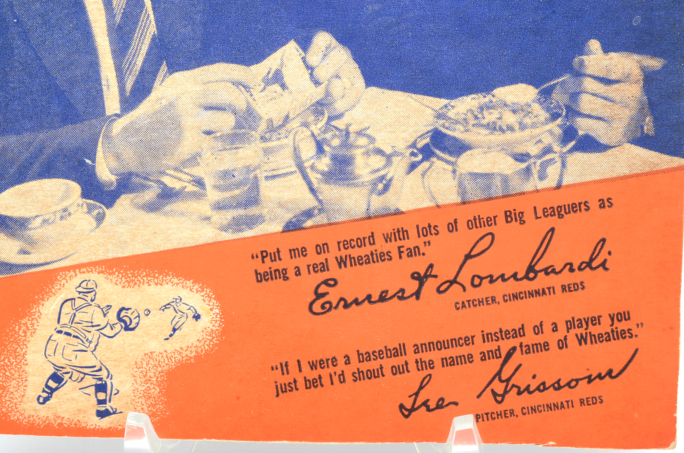 1938 Wheaties Cereal Panel Featuring Ernie Lombardi and Lee Grissom