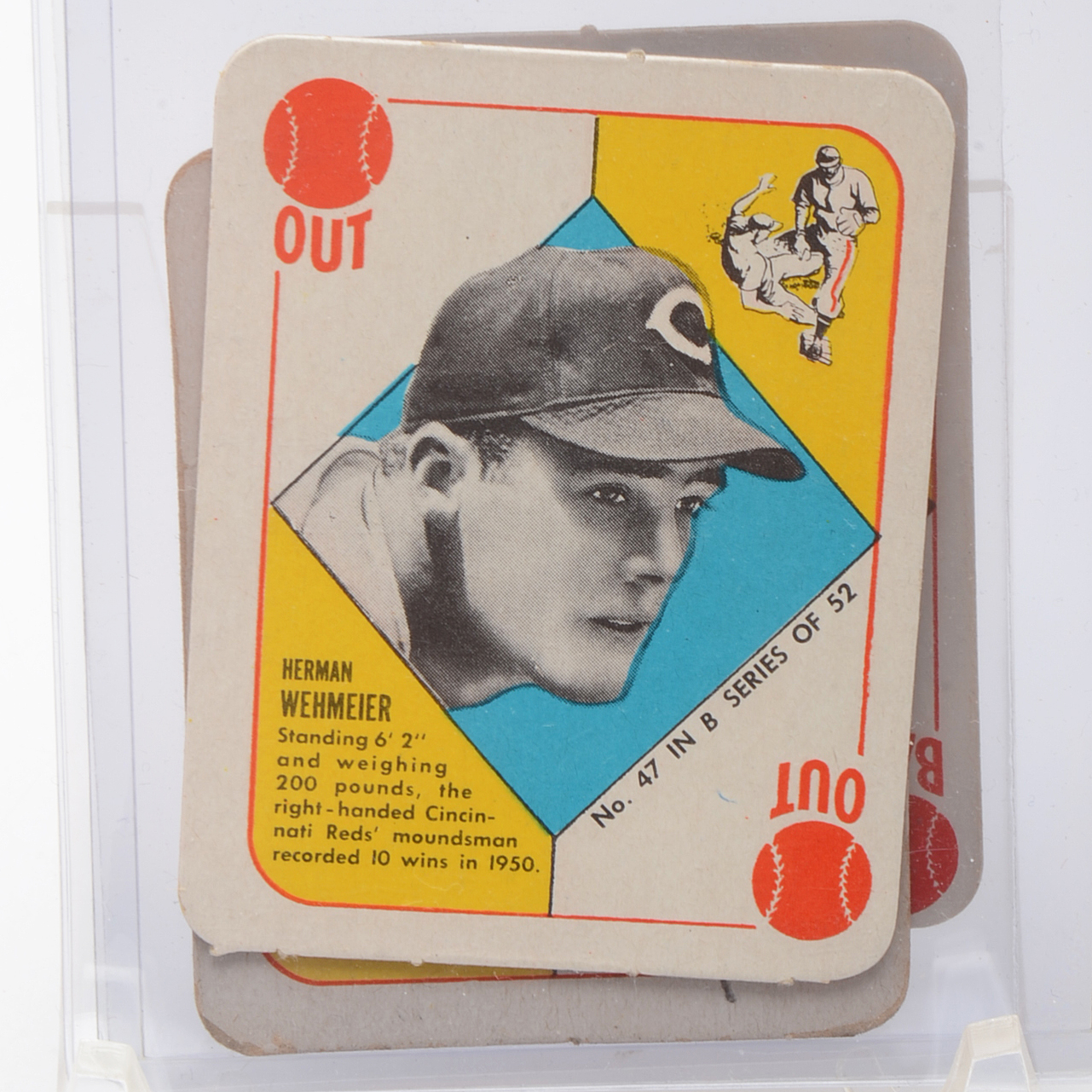 Six 1951 Cincinnati Reds Topps "Red Backs" Baseball Card