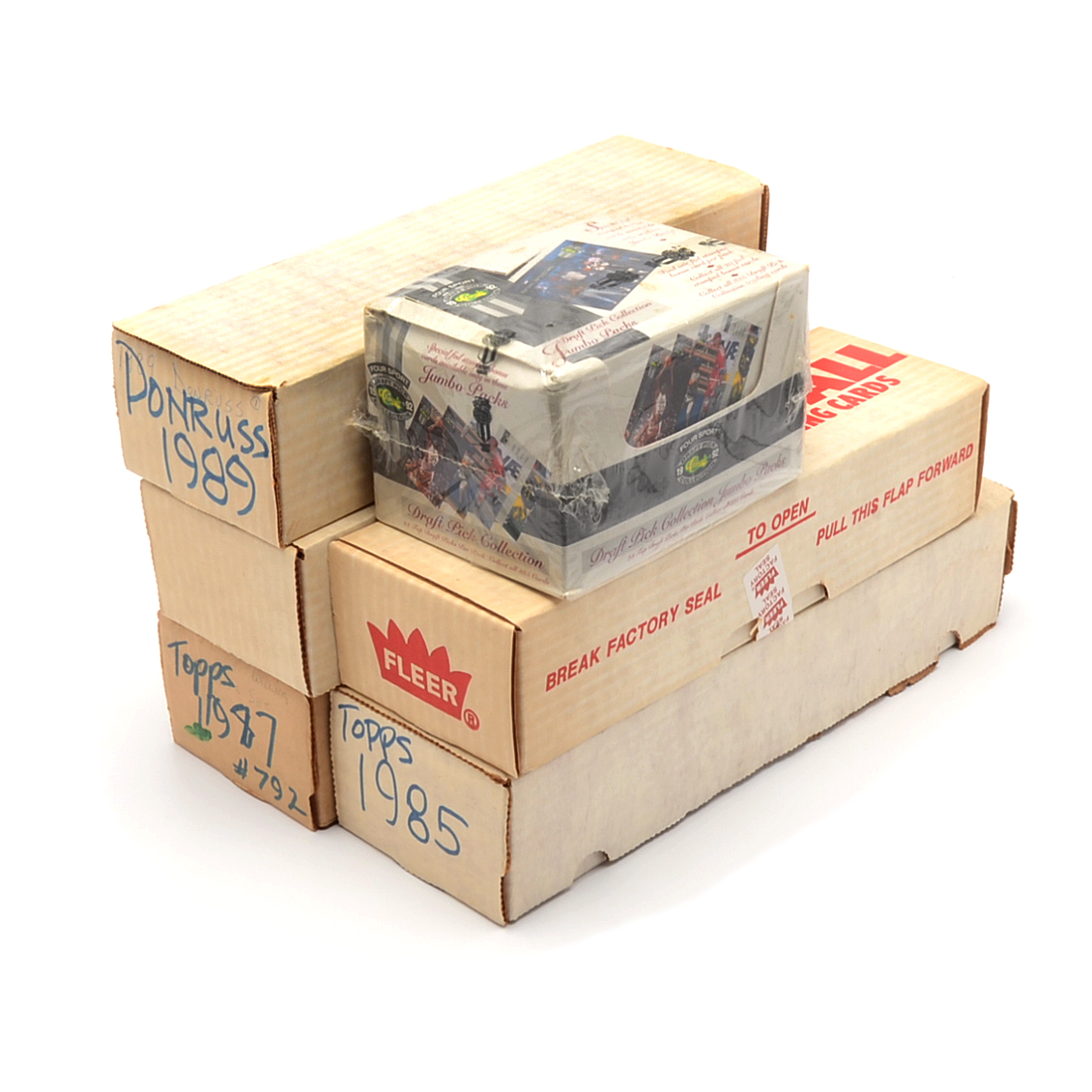 Five 1980s Baseball Card Sets Plus 1992 Sealed Classic "Four Sport" Box