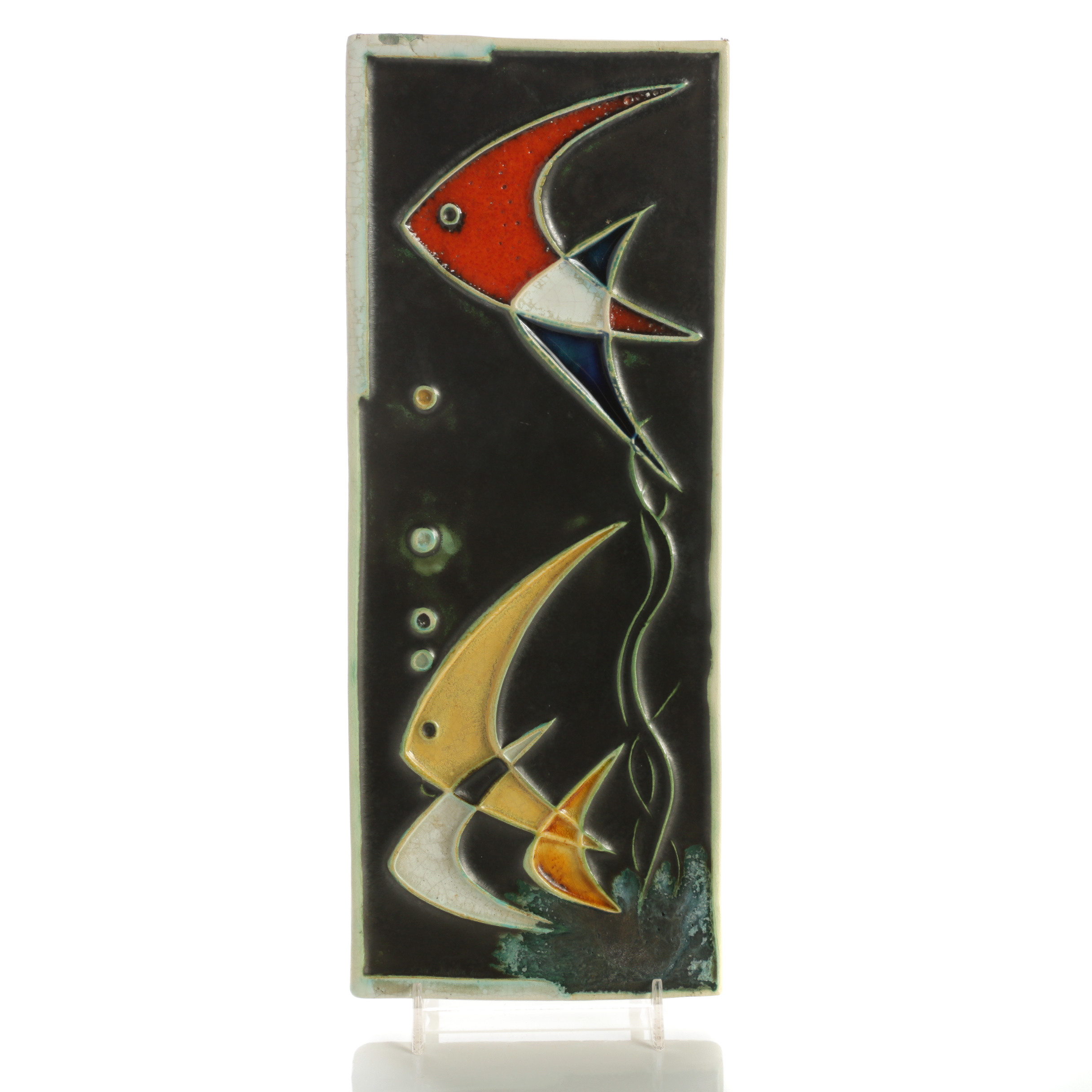 Helmut Schäffenacker Ceramic Wall Plaque of Aquatic Scene