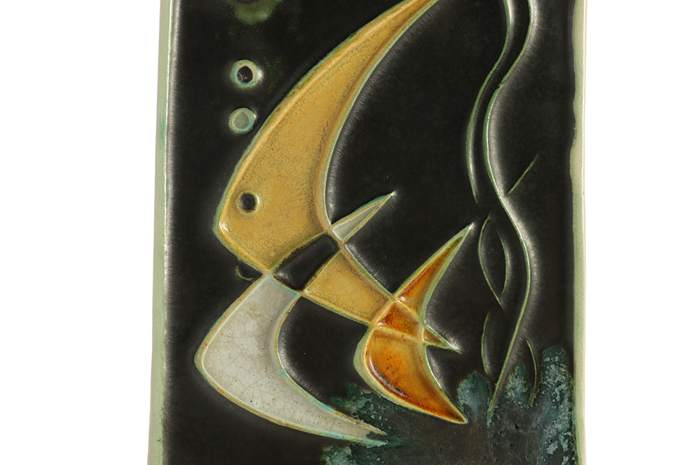 Helmut Schäffenacker Ceramic Wall Plaque of Aquatic Scene