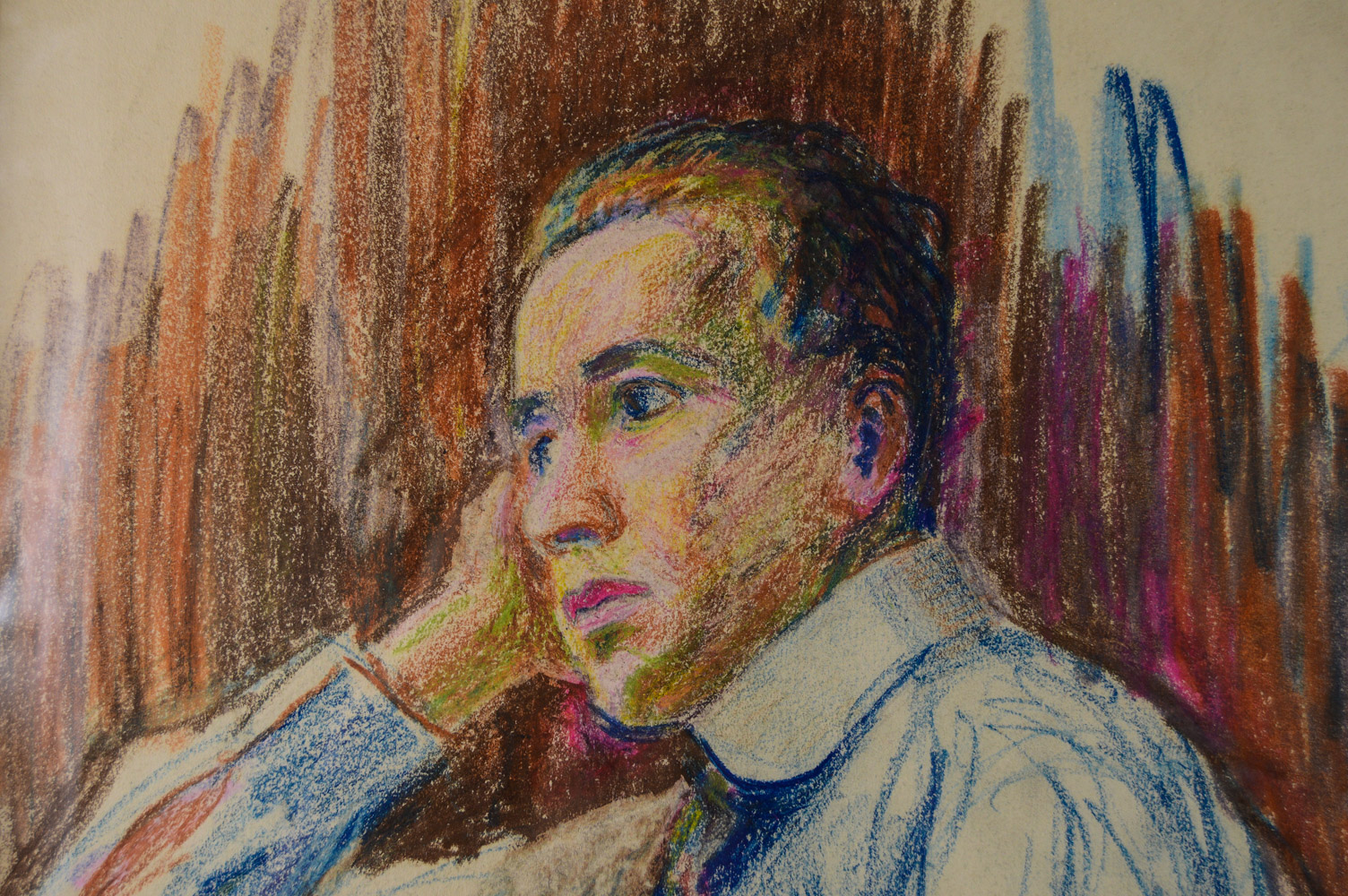 Portrait of Harry Gadbury in Crayon, Framed