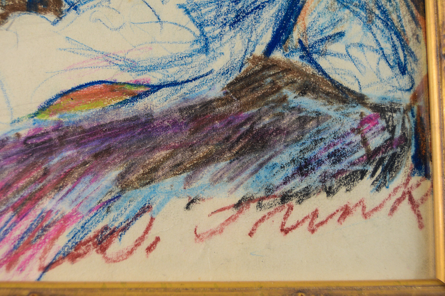 Portrait of Harry Gadbury in Crayon, Framed