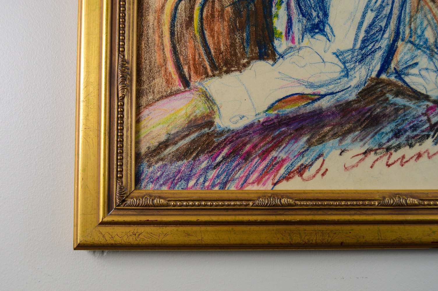 Portrait of Harry Gadbury in Crayon, Framed