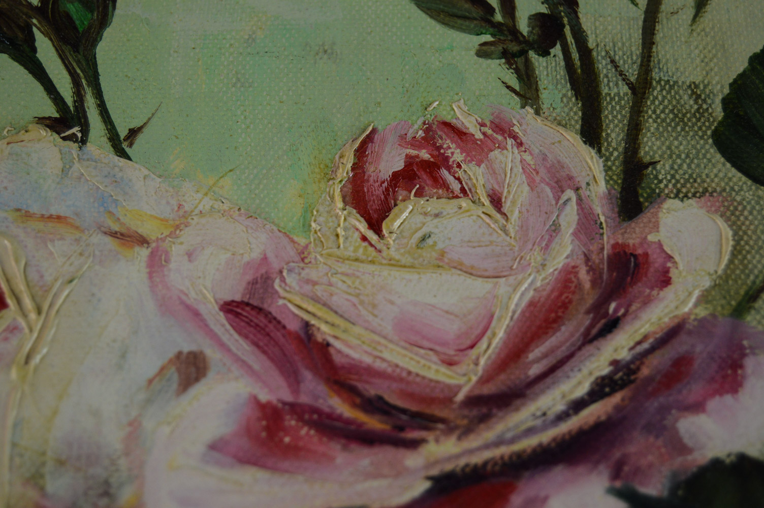 Original Oil on Canvas Rose Still Life by E. Schürer