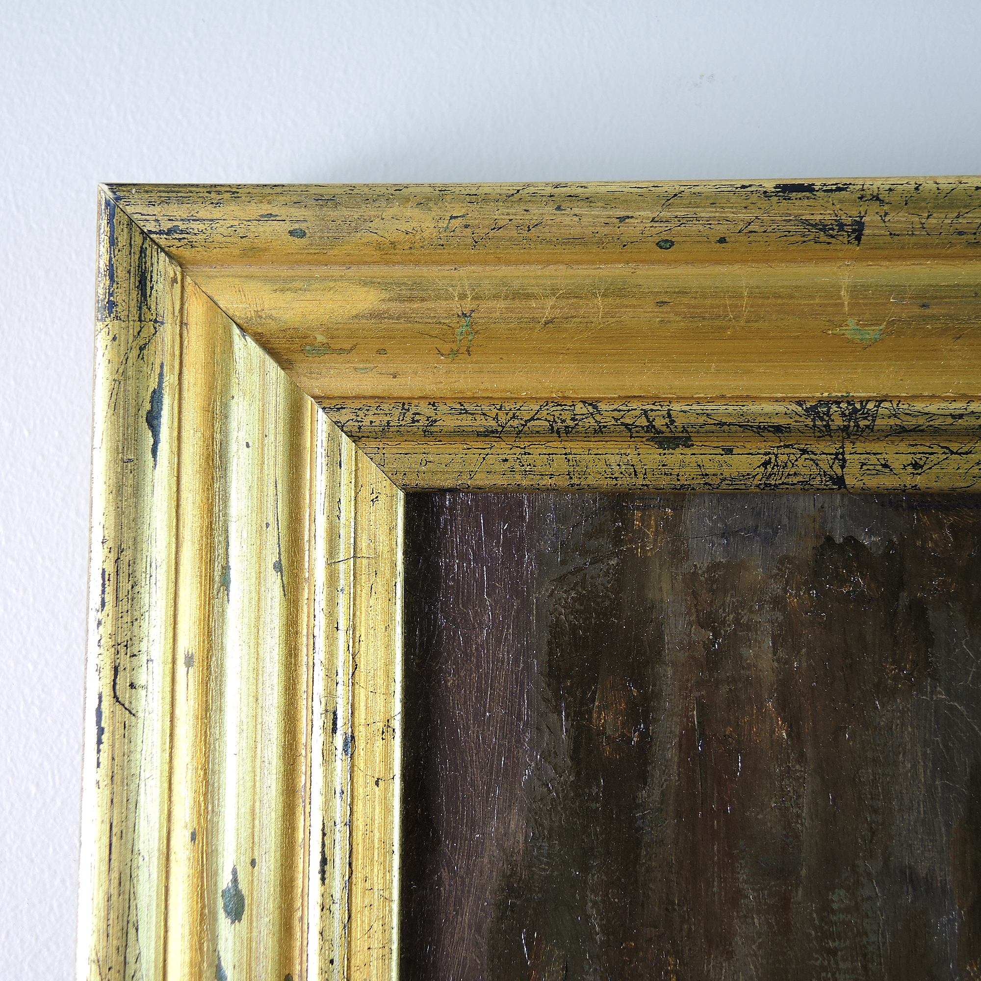 Oil Painting on Board of a Sitting Woman in Catholic Church