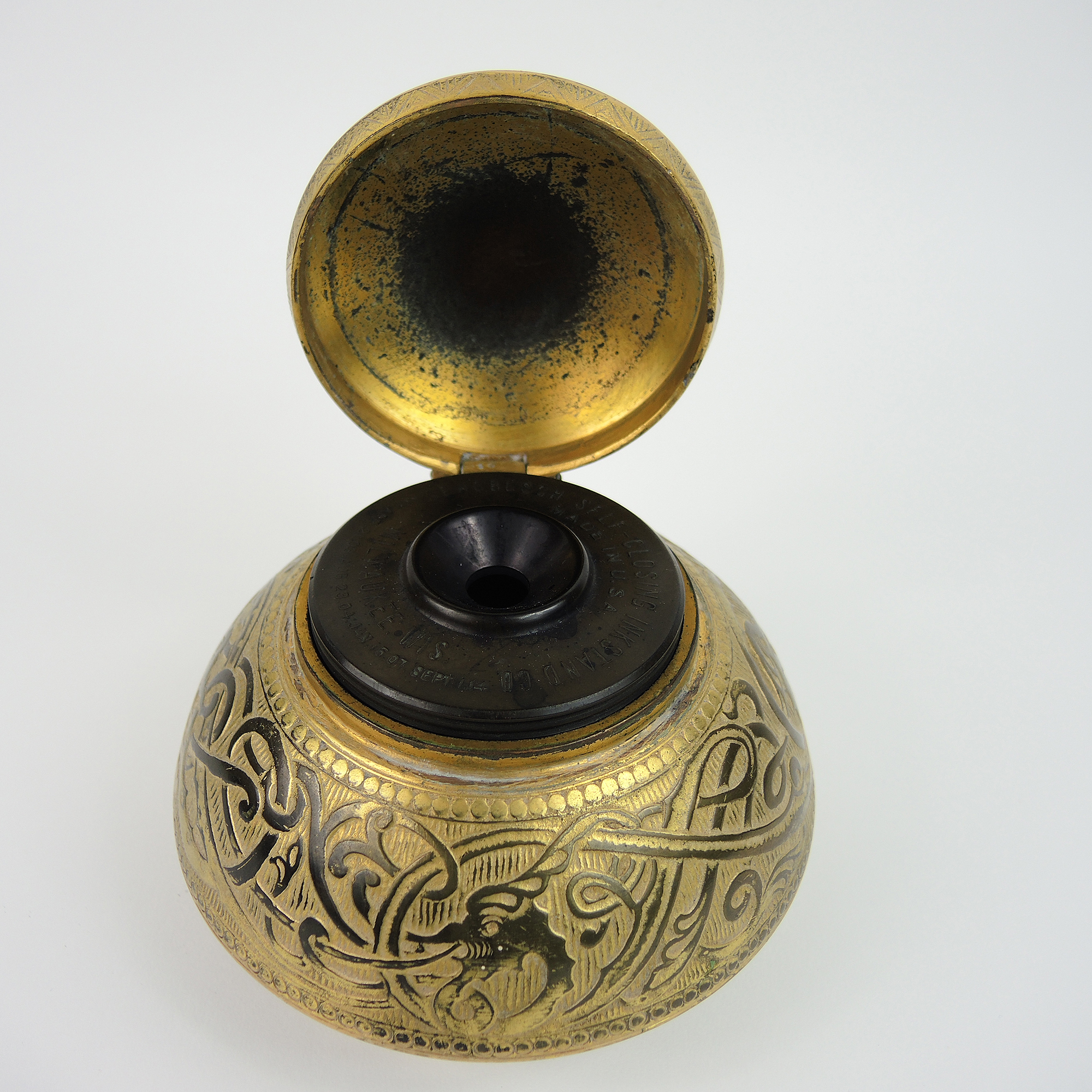 Antique Marshall Field & Co. Bronze Inkwell with Insert