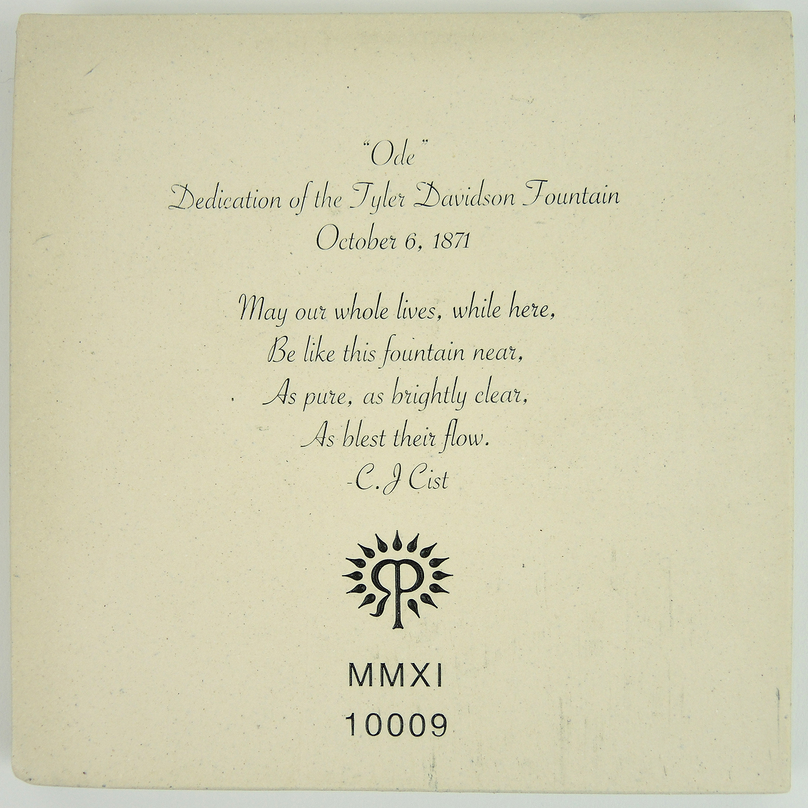 Rookwood Pottery Cincinnati Fountain Square Tile