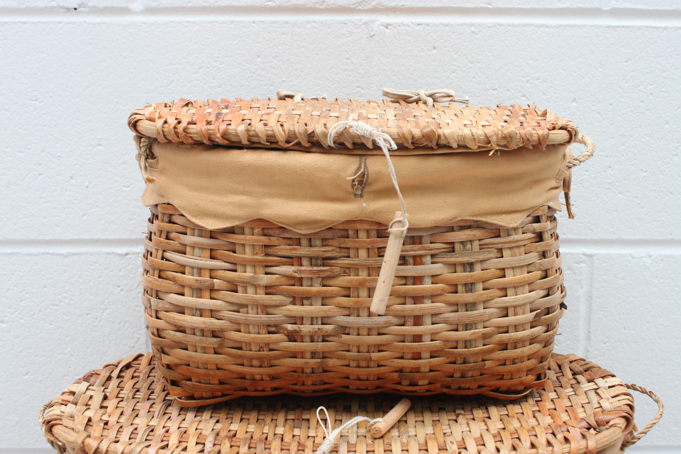 Set of Lined and Lidded Woven Nesting Baskets