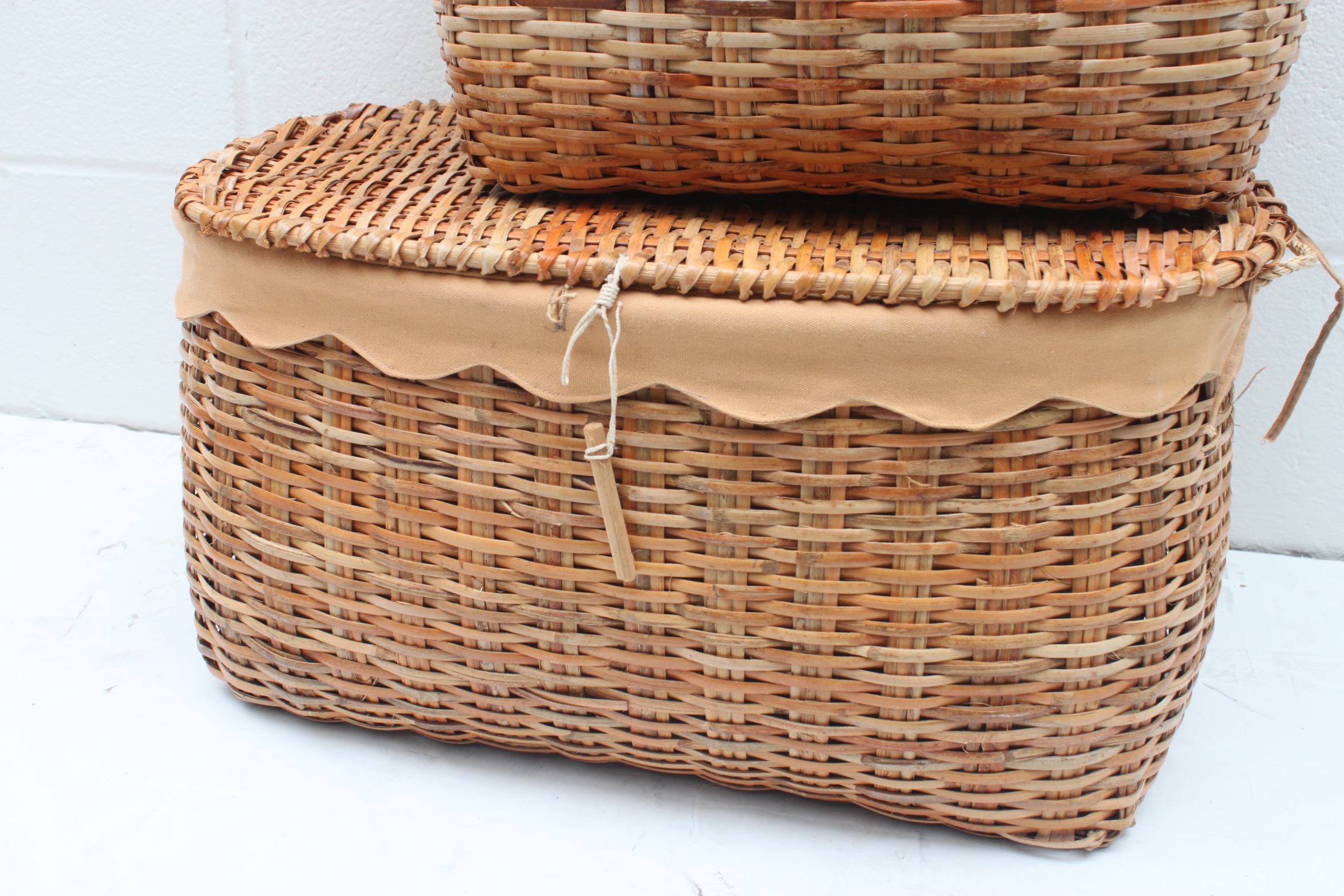 Set of Lined and Lidded Woven Nesting Baskets
