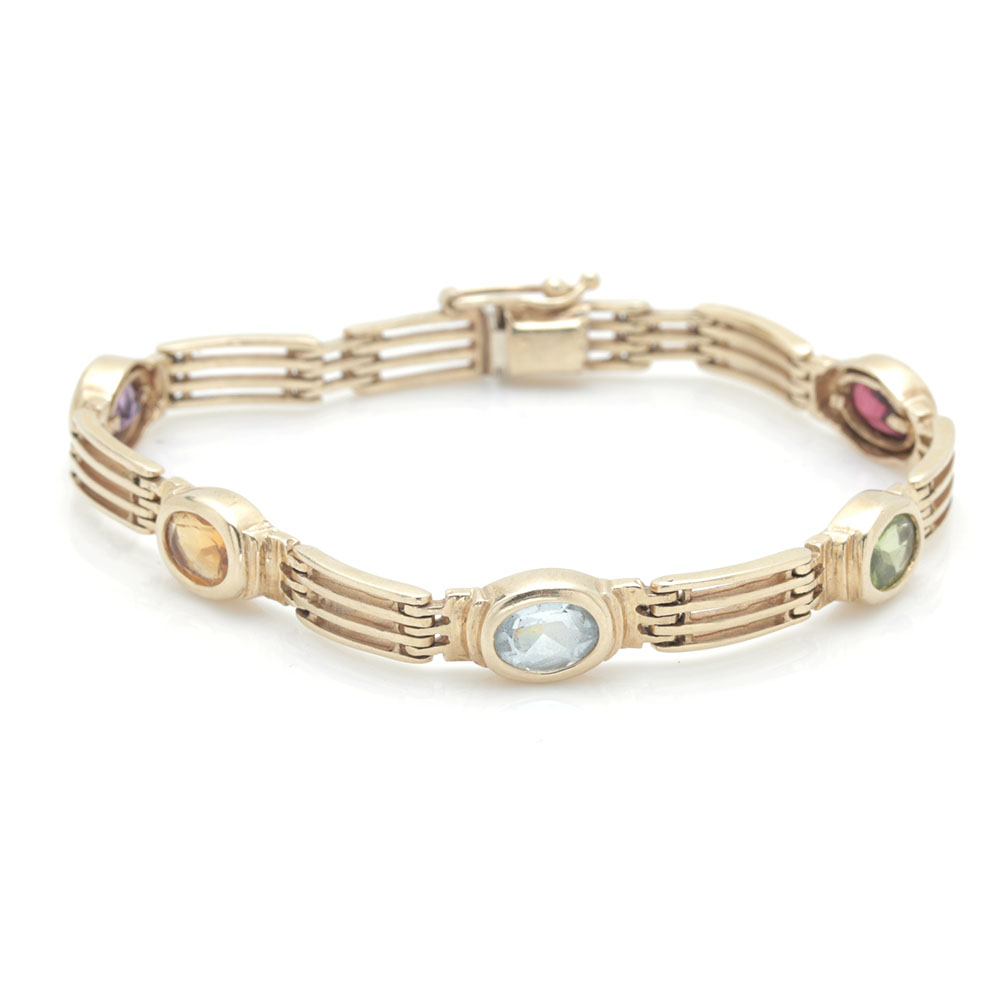 14K Yellow Gold and Multi-Gemstone Bracelet