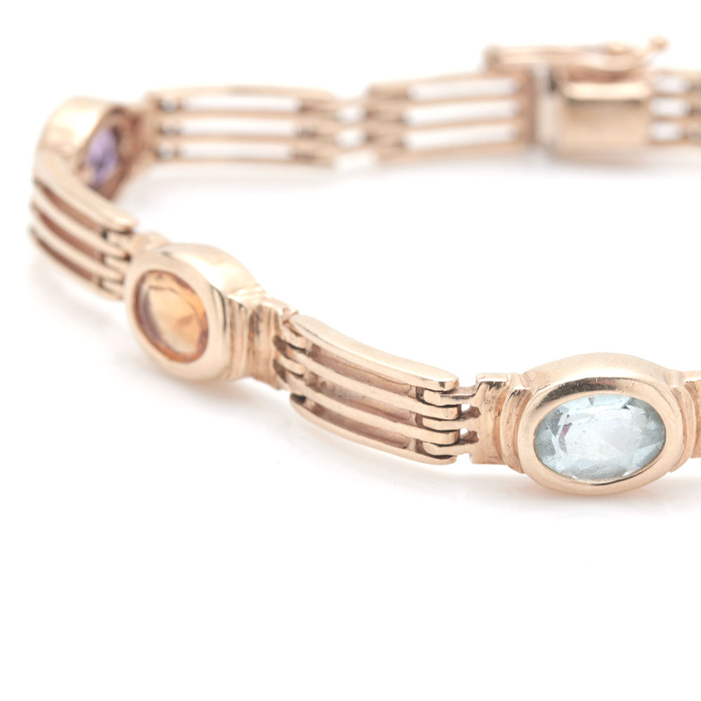 14K Yellow Gold and Multi-Gemstone Bracelet