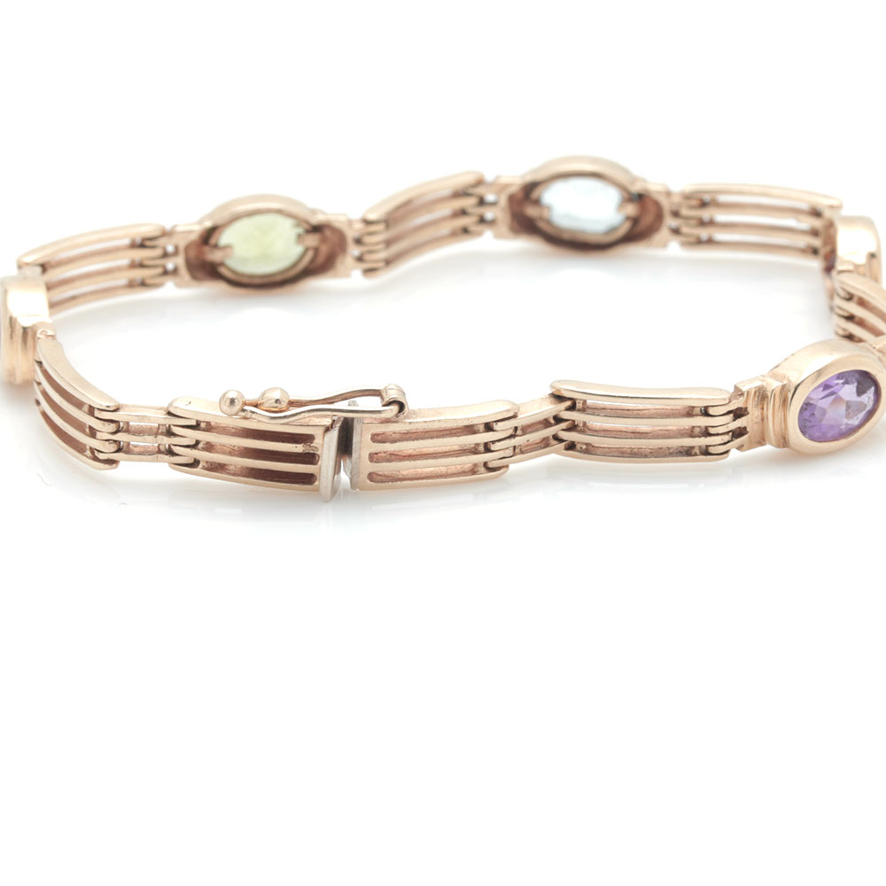 14K Yellow Gold and Multi-Gemstone Bracelet