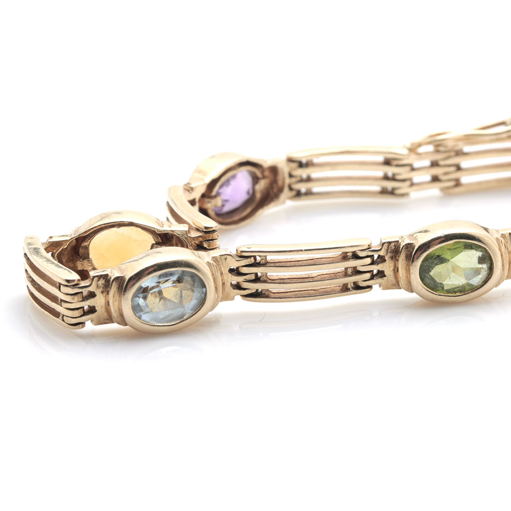 14K Yellow Gold and Multi-Gemstone Bracelet