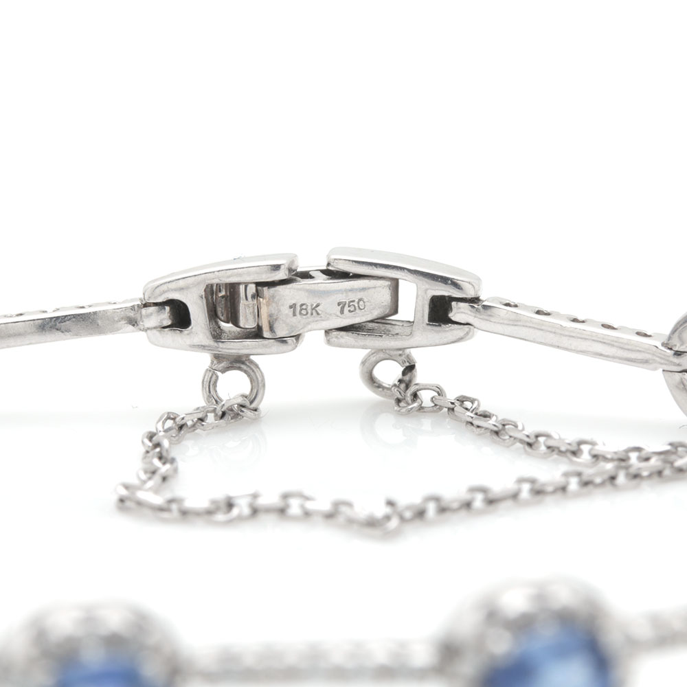 18K White Gold 3.60 CTW Sapphire and Diamond Bracelet