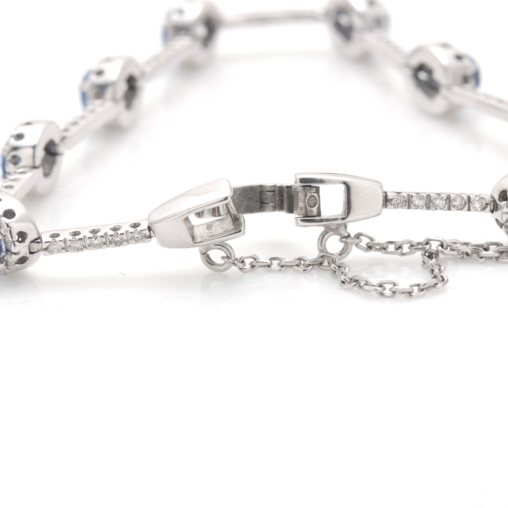 18K White Gold 3.60 CTW Sapphire and Diamond Bracelet