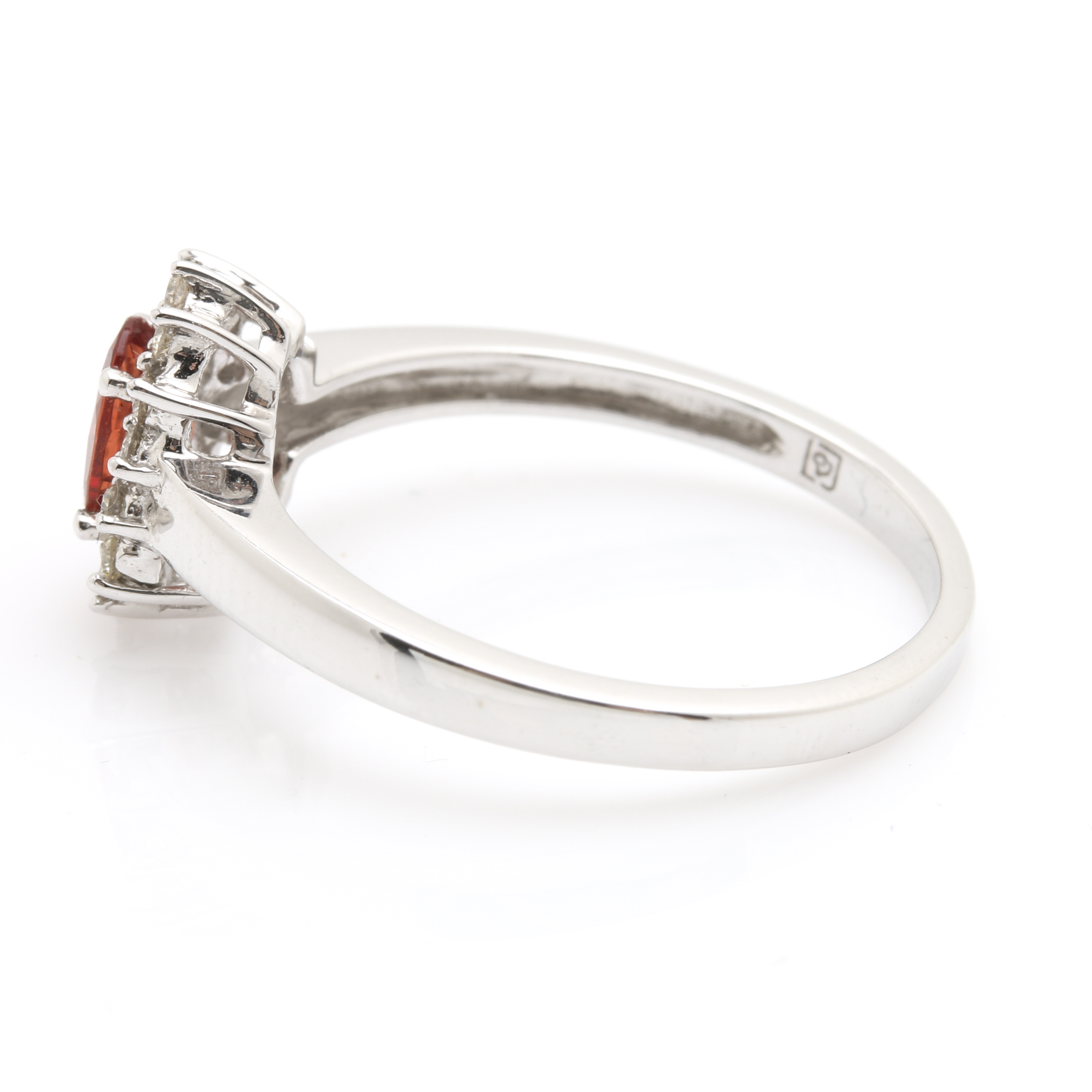 14K White Gold Andesine/Labradorite Feldspar and Diamond Ring