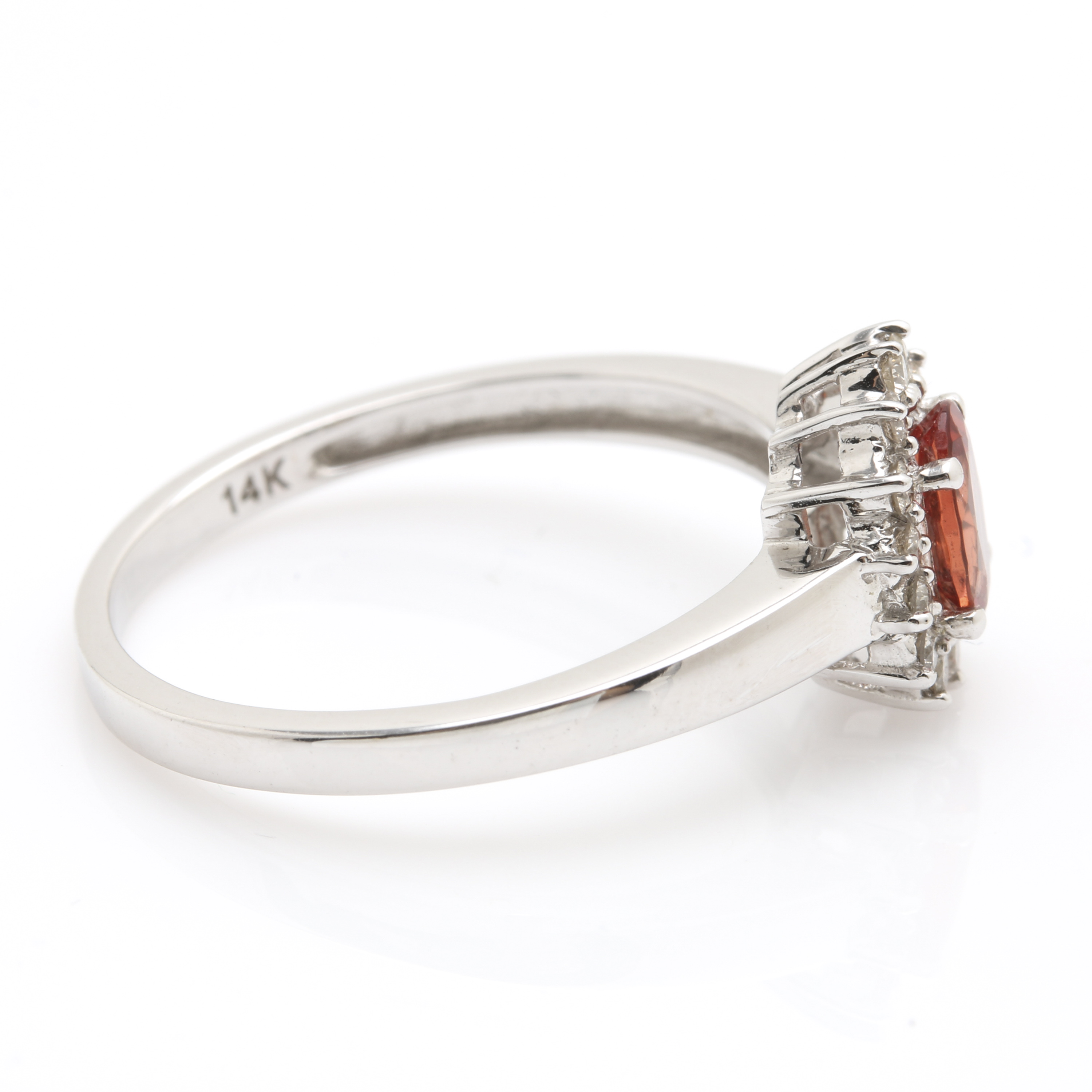 14K White Gold Andesine/Labradorite Feldspar and Diamond Ring